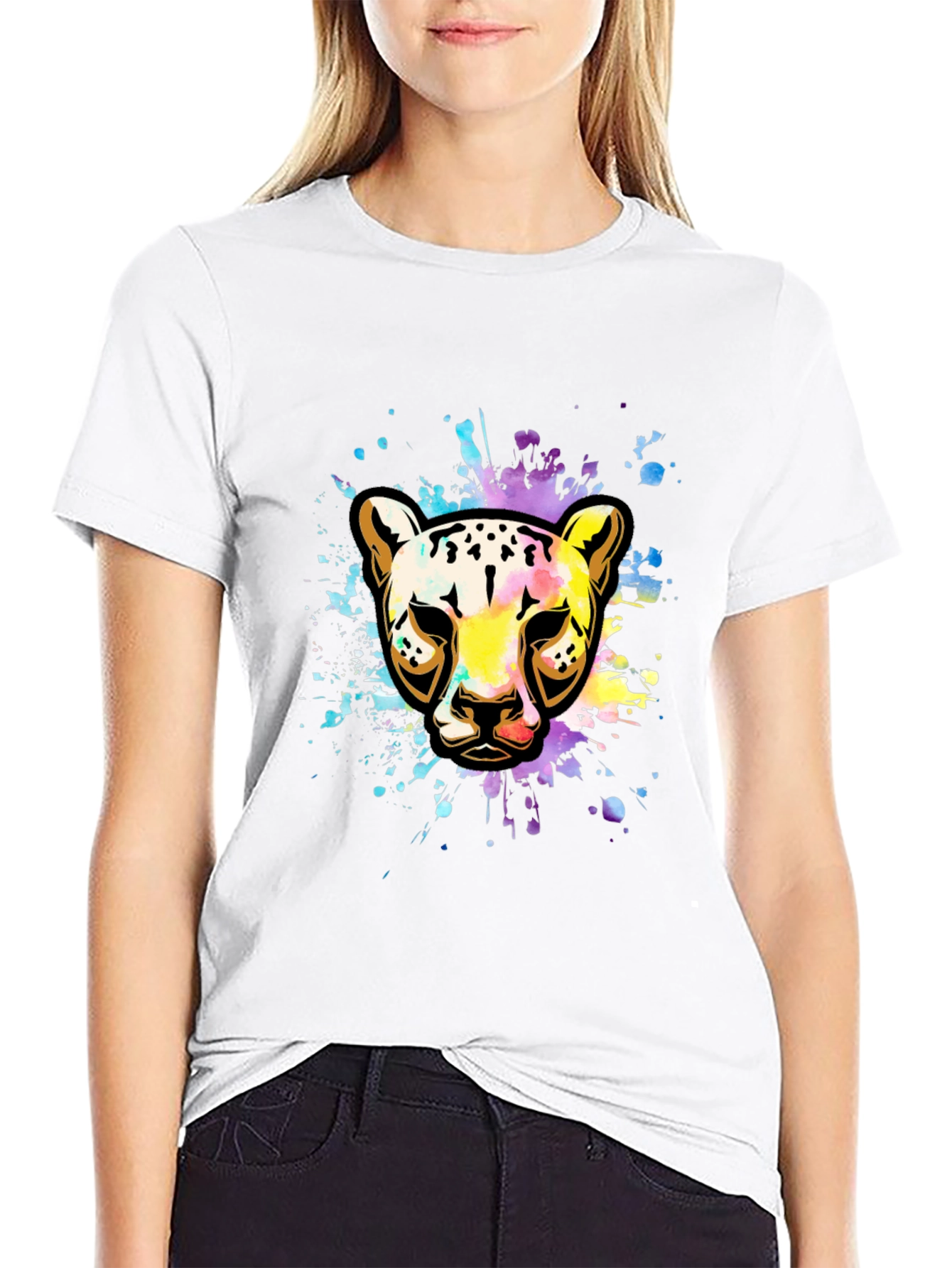 Vibrant Leopard Splash T-Shirt