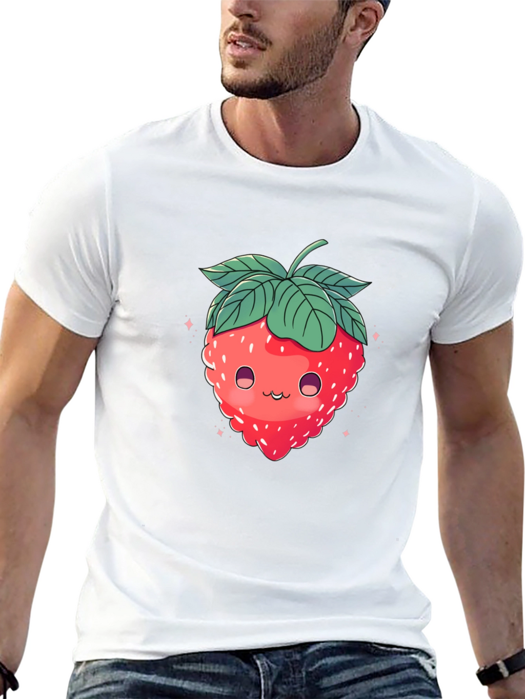 Cute Strawberry Graphic Black T-Shirt