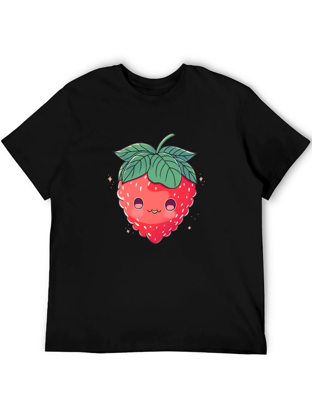 Cute Strawberry Graphic Black T-Shirt