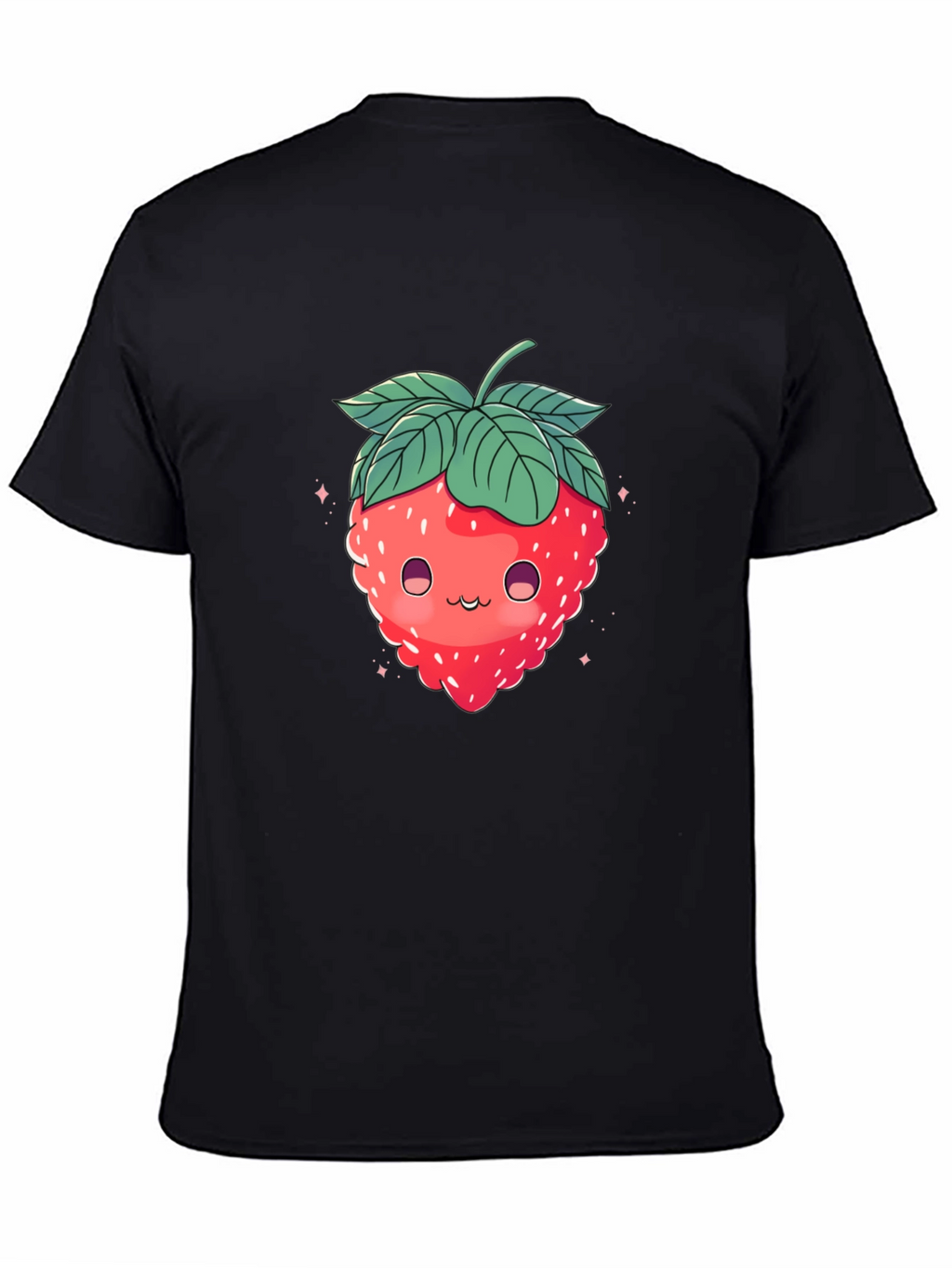 Cute Strawberry Graphic Black T-Shirt