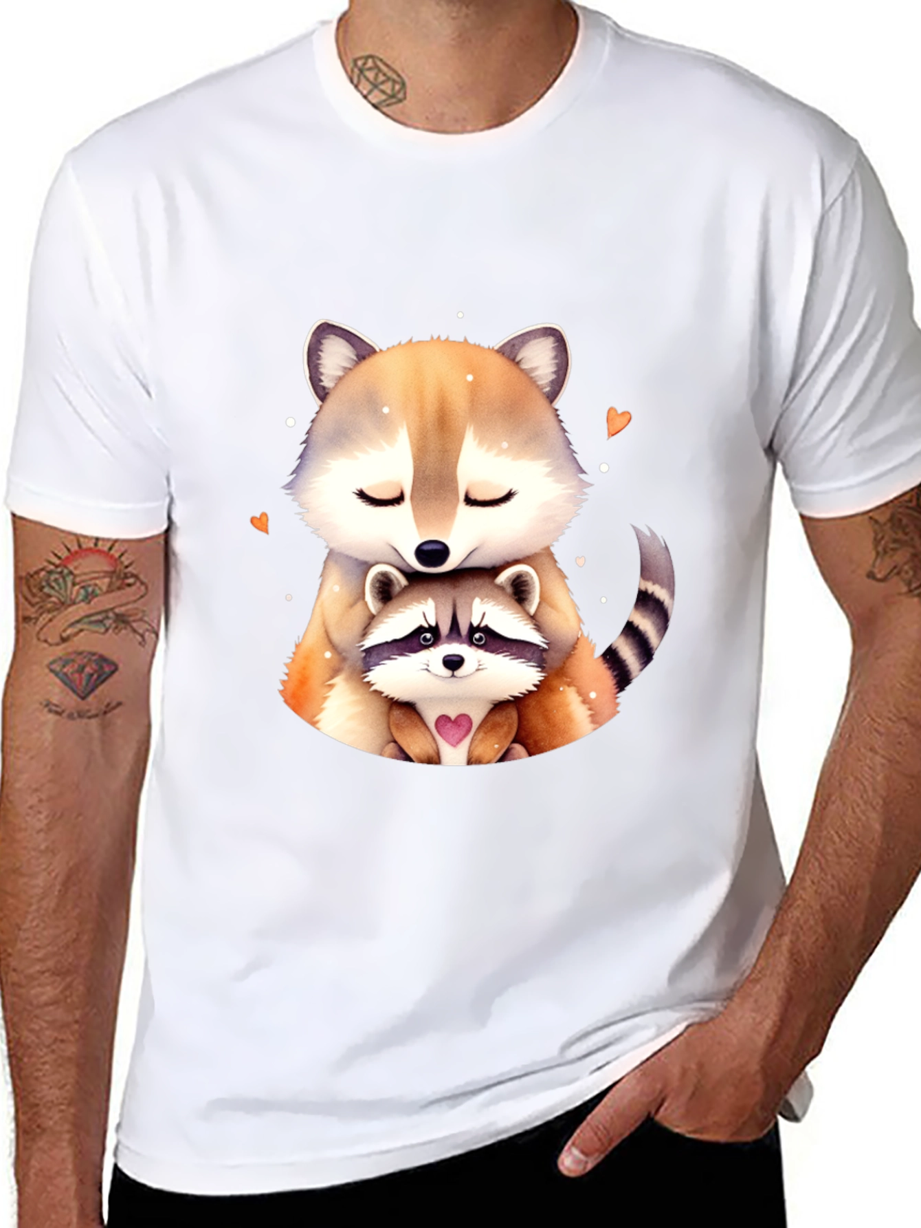 Cute Raccoon Mom and Baby Black T-Shirt