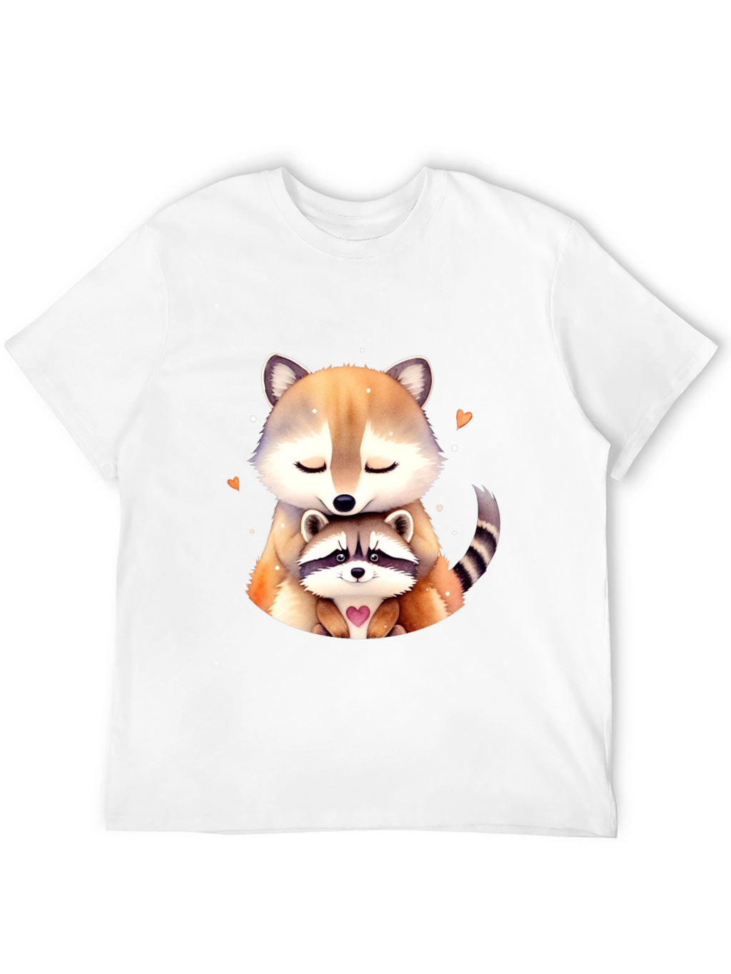 Cute Raccoon Mom and Baby Black T-Shirt