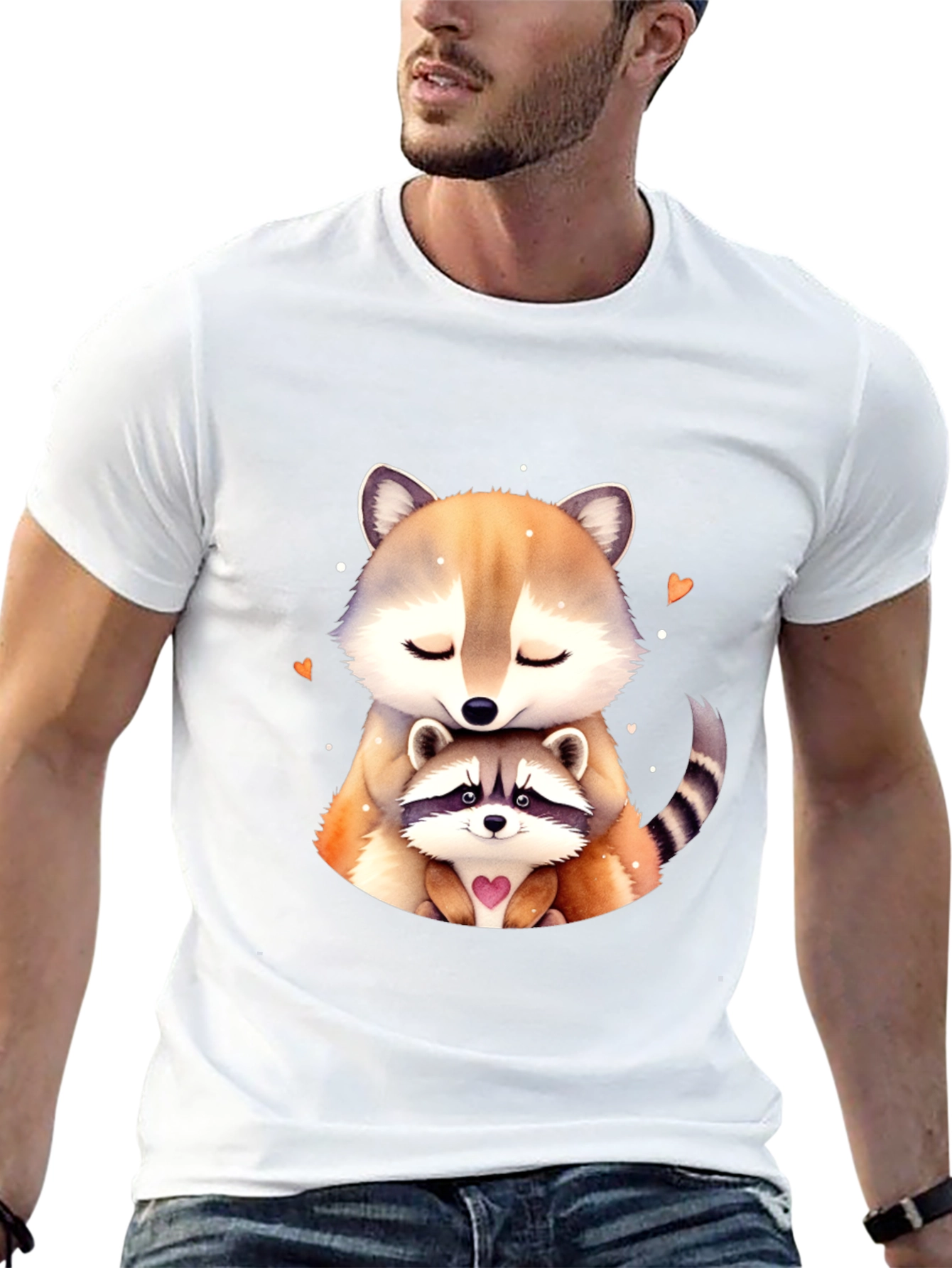 Cute Raccoon Mom and Baby Black T-Shirt