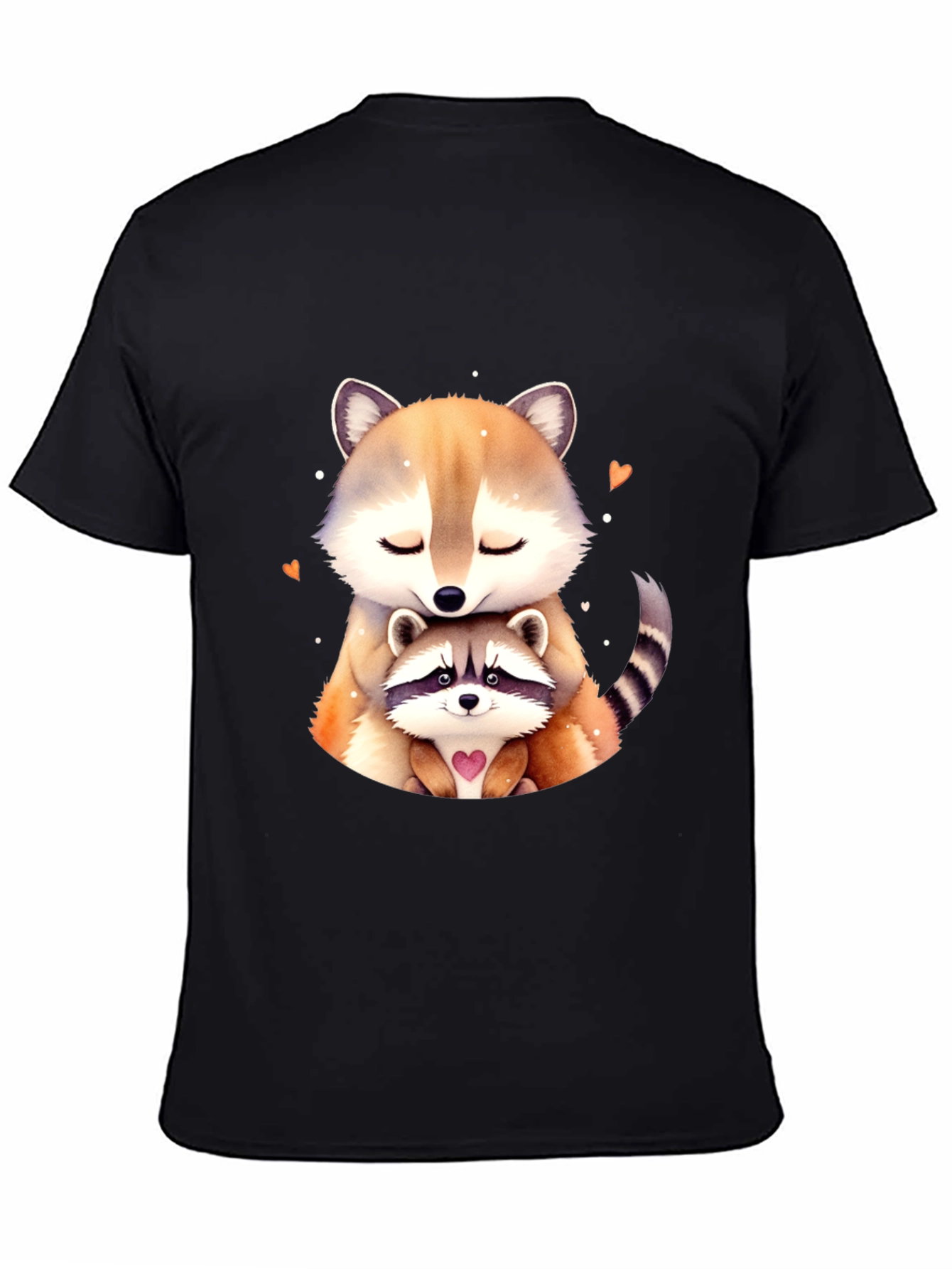 Cute Raccoon Mom and Baby Black T-Shirt