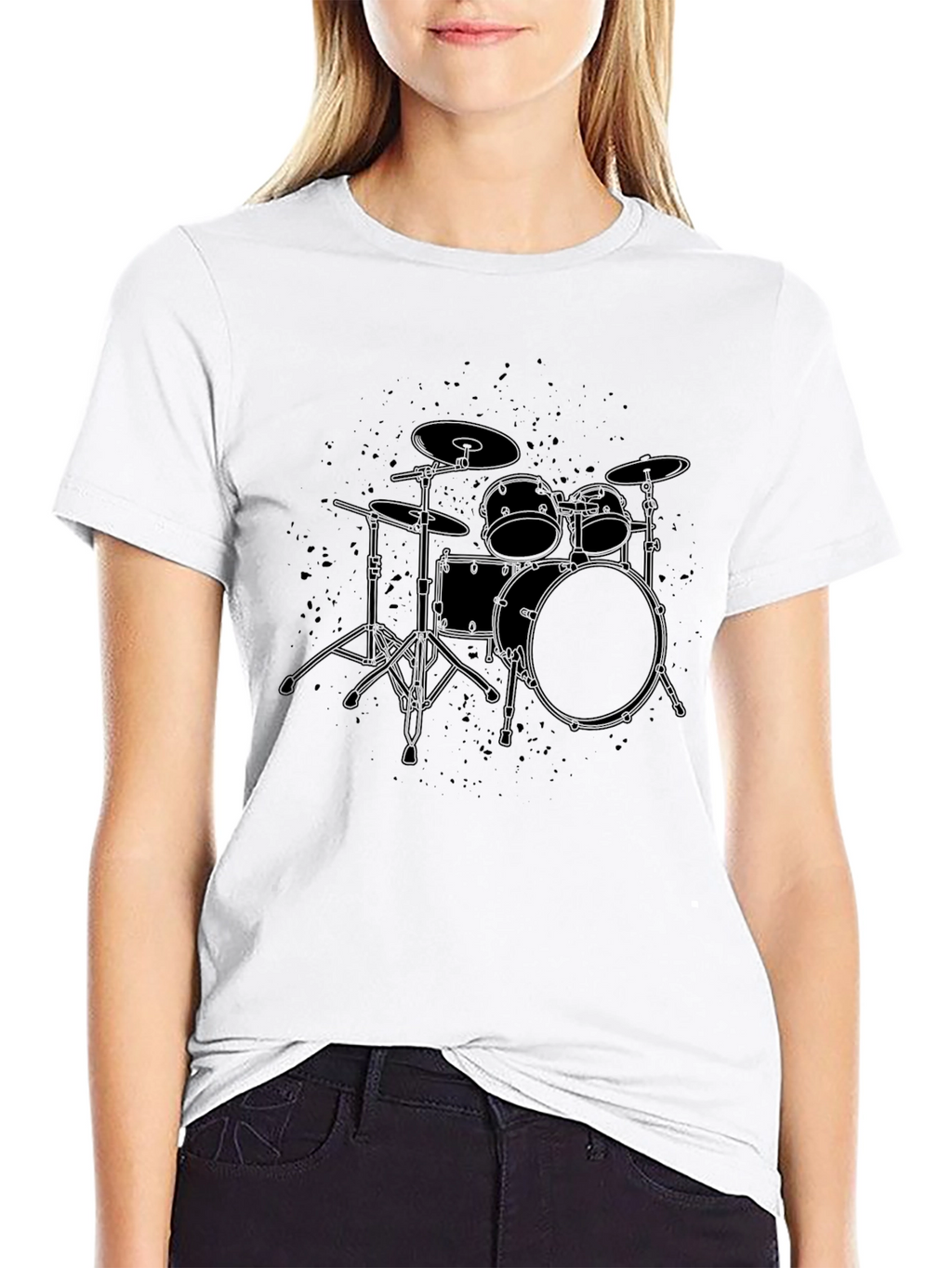 Drum Kit Graphic Tee - Musicians Black Cotton T-Shirt