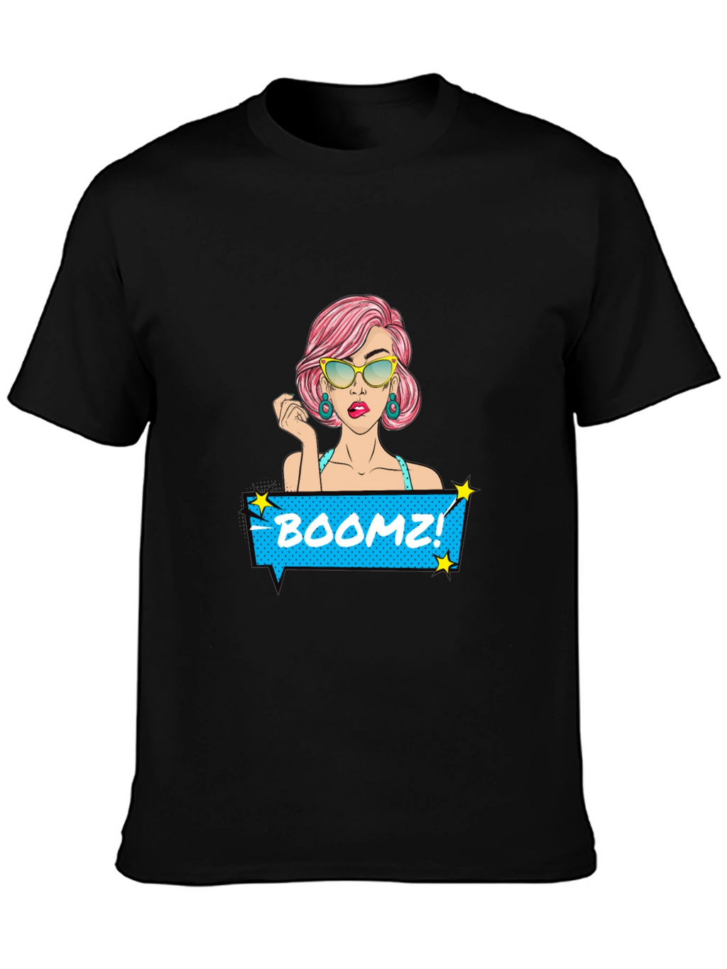 Boomz! Comic Style Graphic Tee - Black Cotton T-Shirt