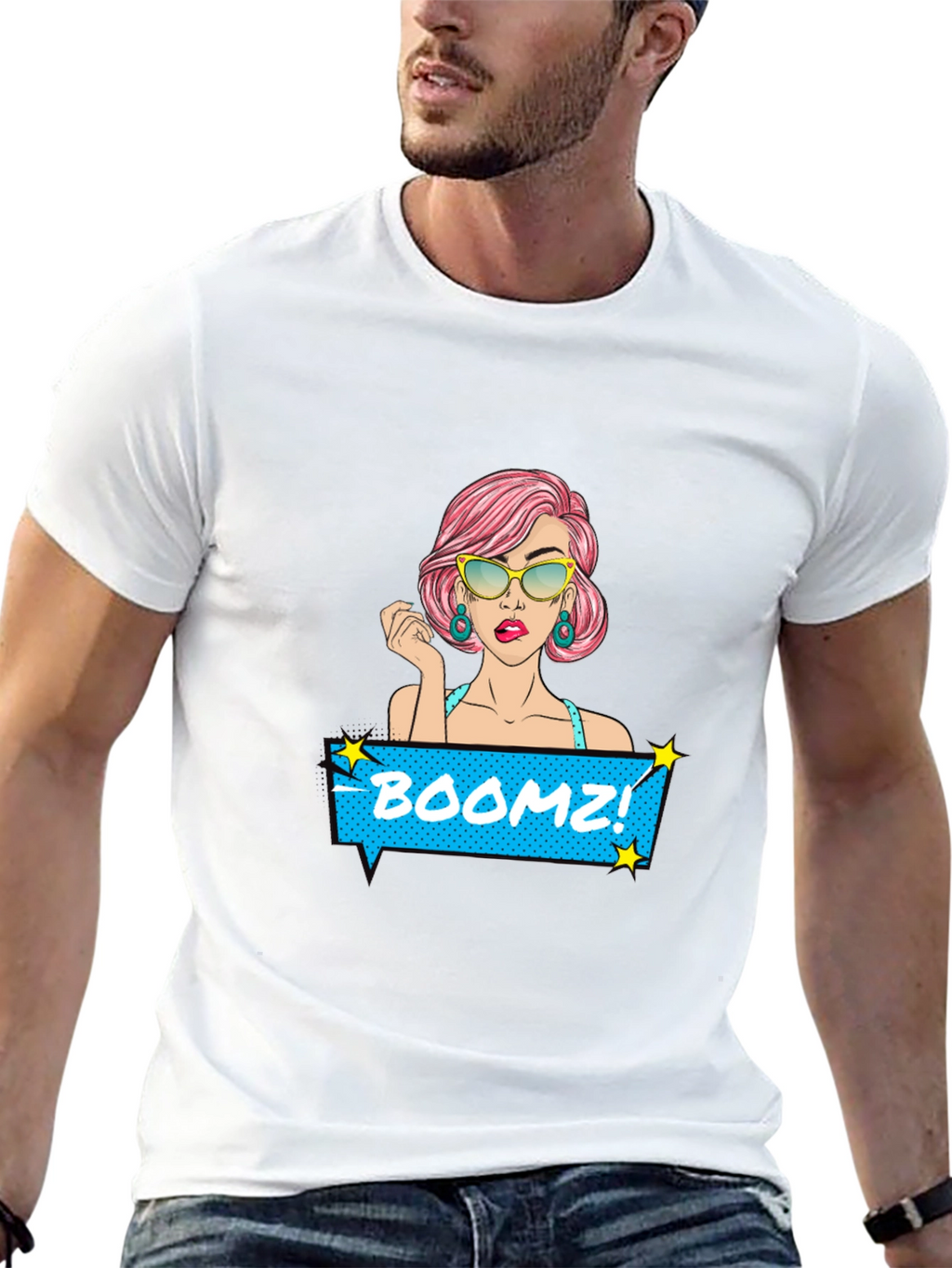 Boomz! Comic Style Graphic Tee - Black Cotton T-Shirt