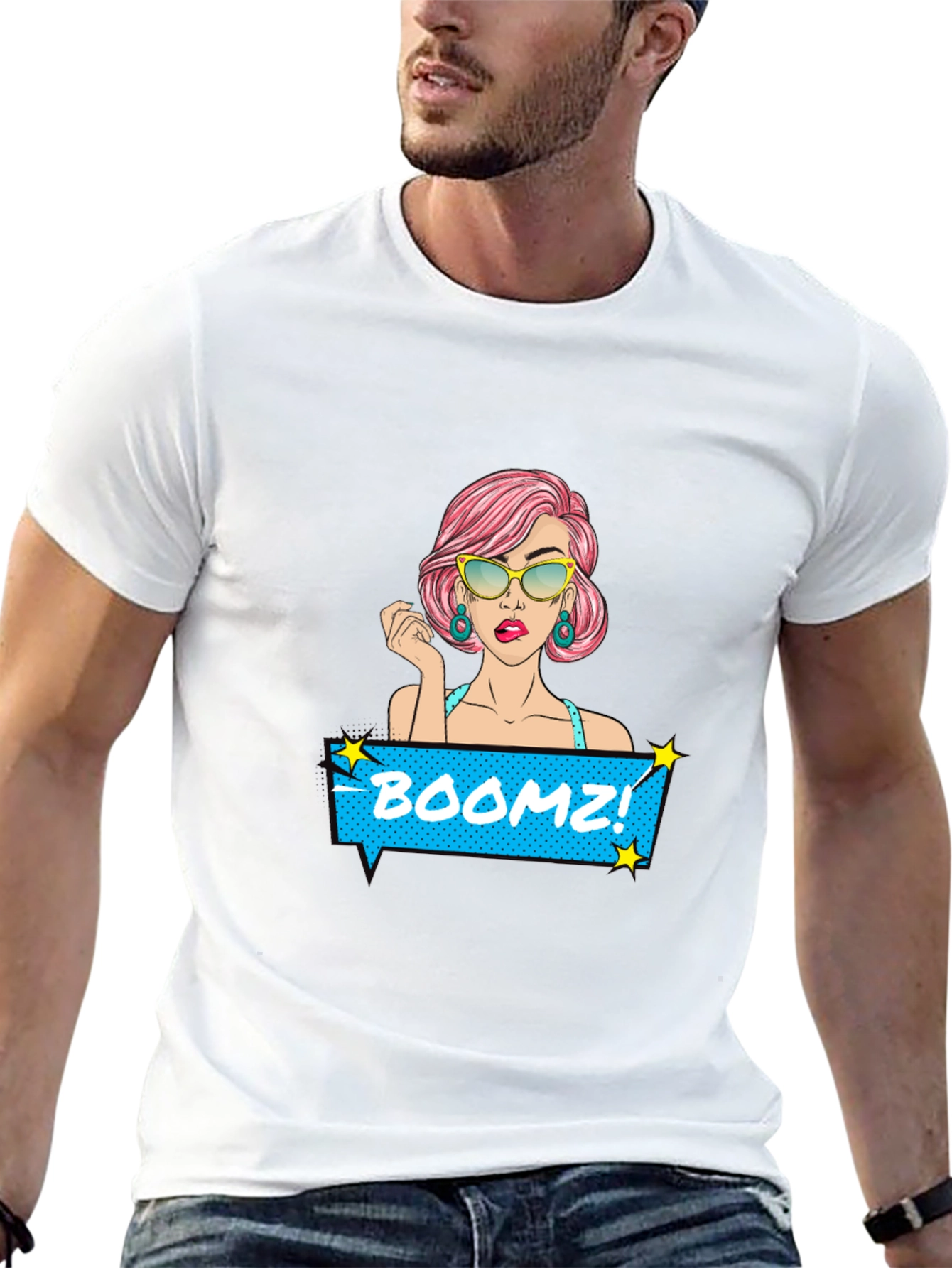 Boomz! Comic Style Graphic Tee - Black Cotton T-Shirt