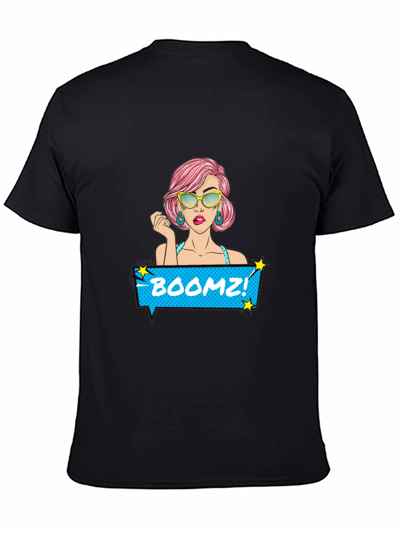 Boomz! Comic Style Graphic Tee - Black Cotton T-Shirt