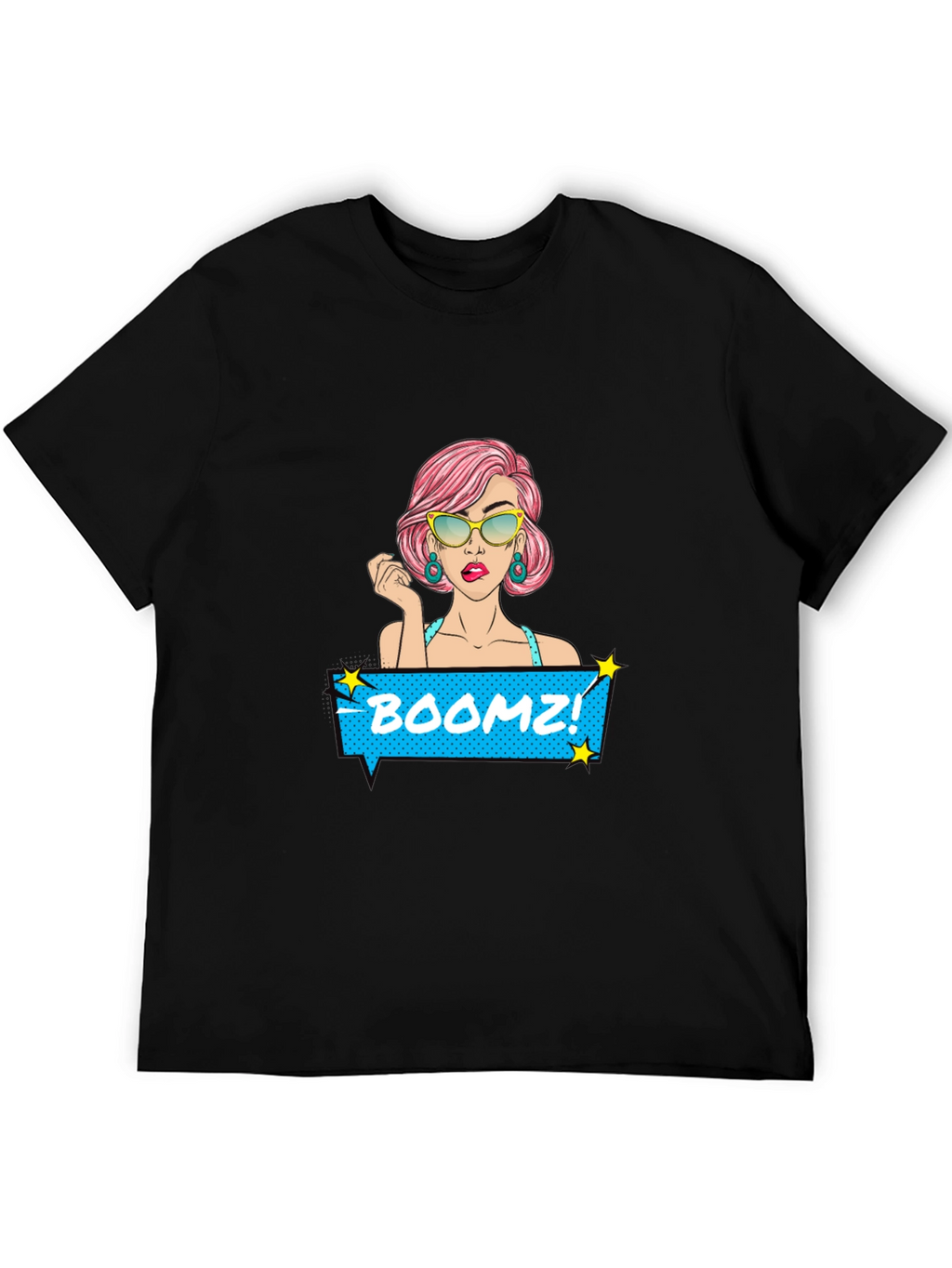 Boomz! Comic Style Graphic Tee - Black Cotton T-Shirt
