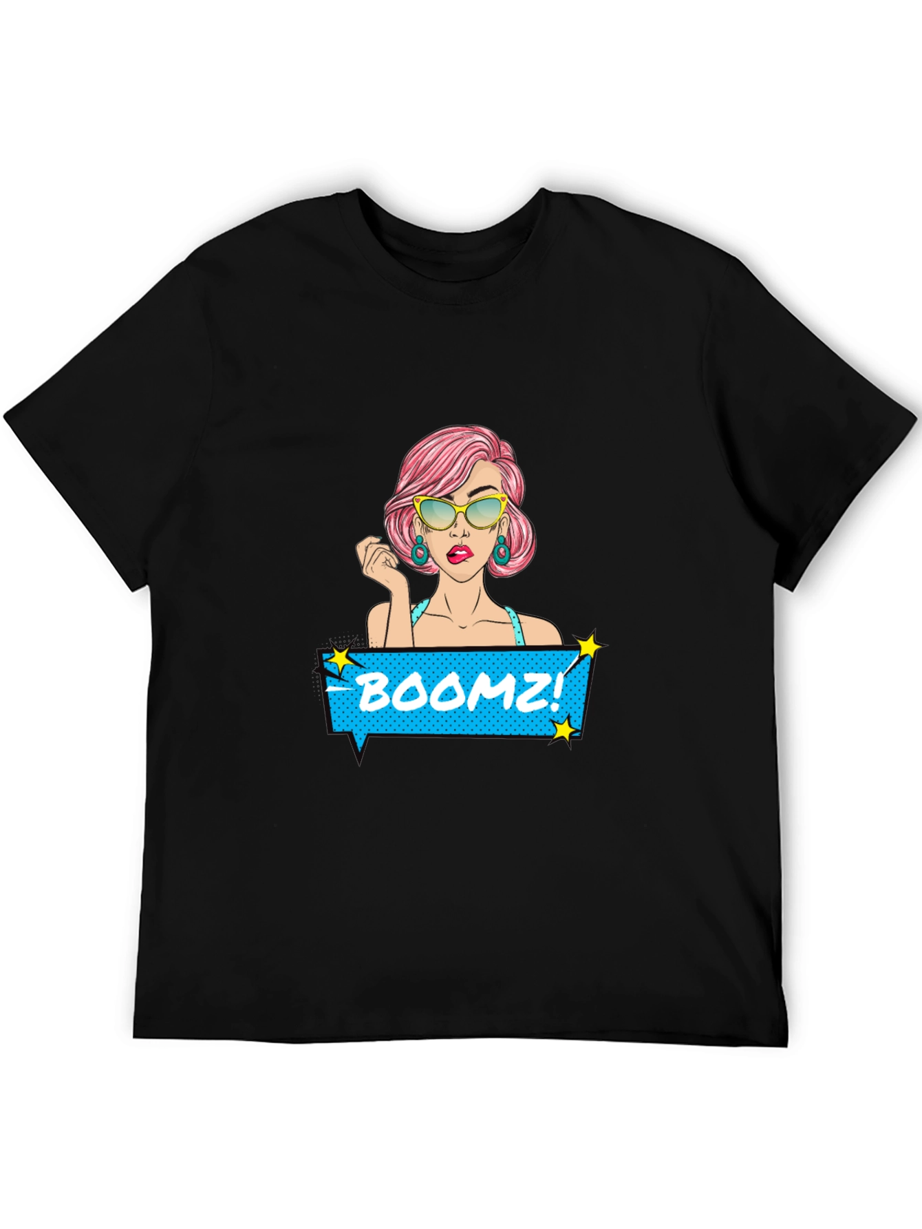 Boomz! Comic Style Graphic Tee - Black Cotton T-Shirt