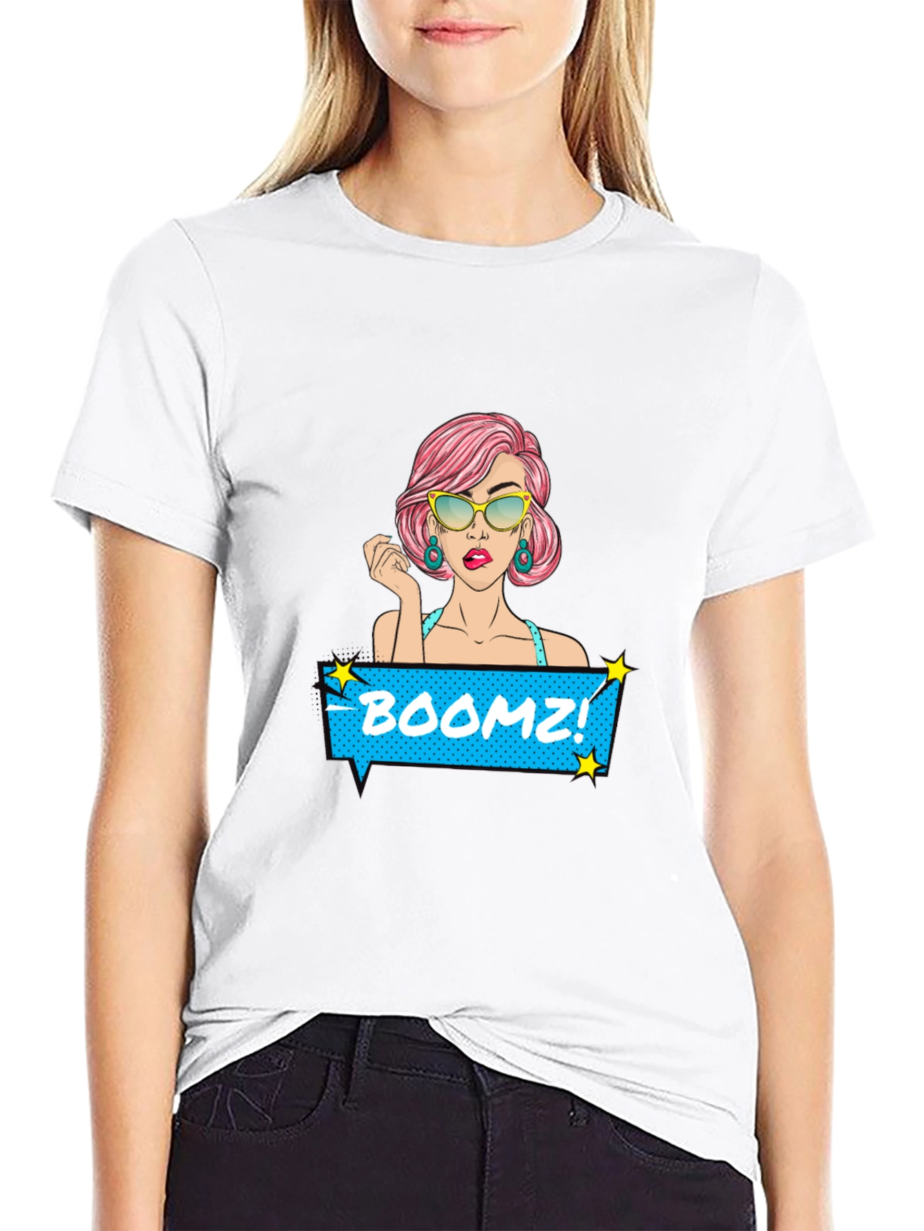 Boomz! Comic Style Graphic Tee - Black Cotton T-Shirt