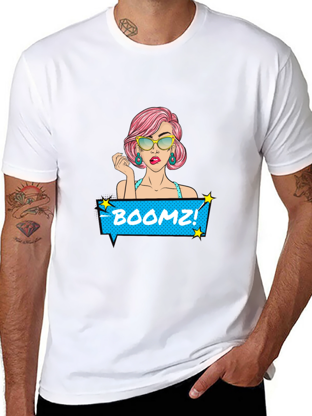 Boomz! Comic Style Graphic Tee - Black Cotton T-Shirt