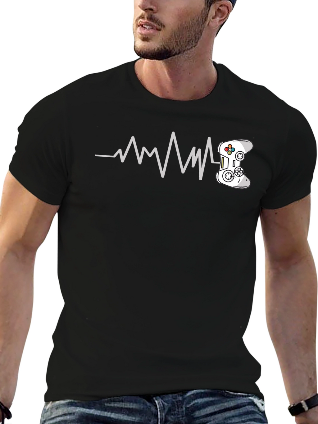 Gamer Heartbeat T-Shirt - Black Cotton Tee