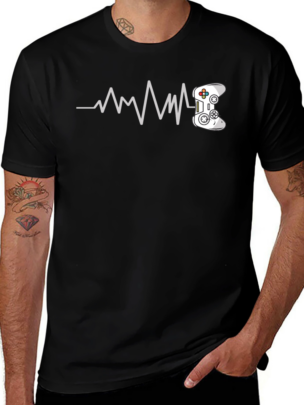 Gamer Heartbeat T-Shirt - Black Cotton Tee