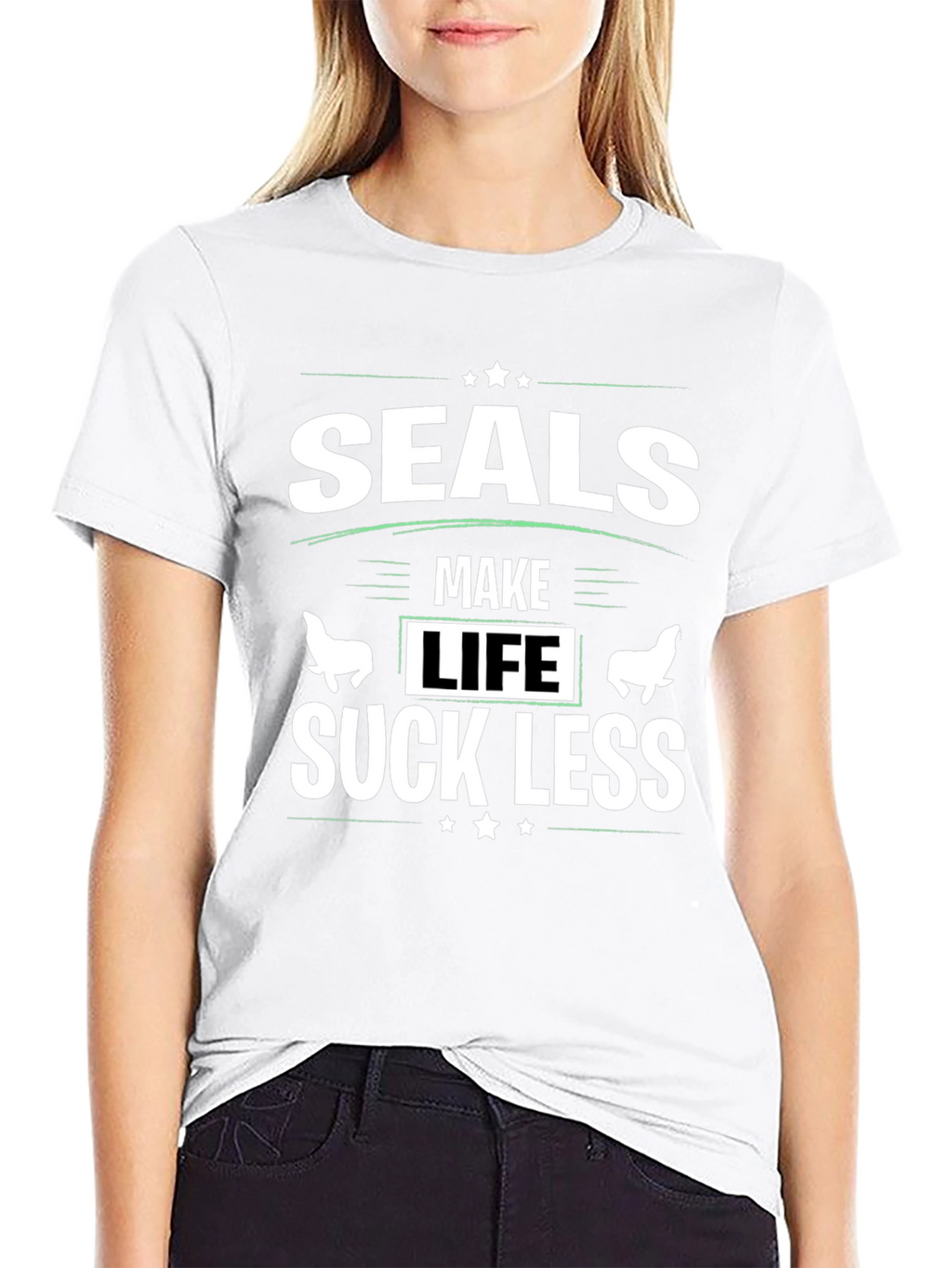 Seals Make Life Suck Less Black Graphic T-Shirt