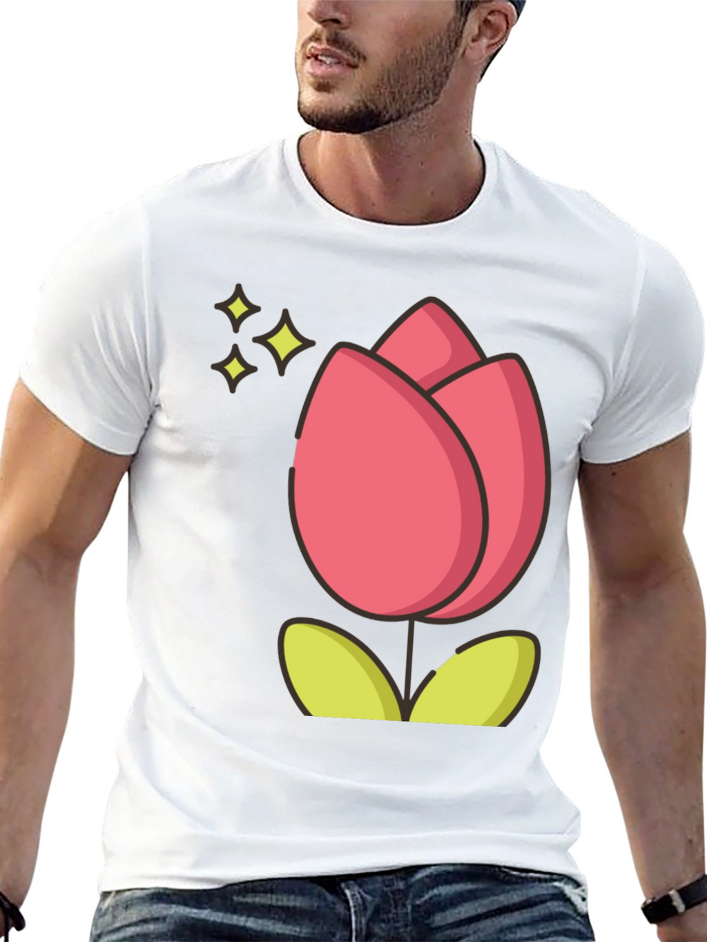 Tulip Graphic Tee - Black Cotton T-Shirt