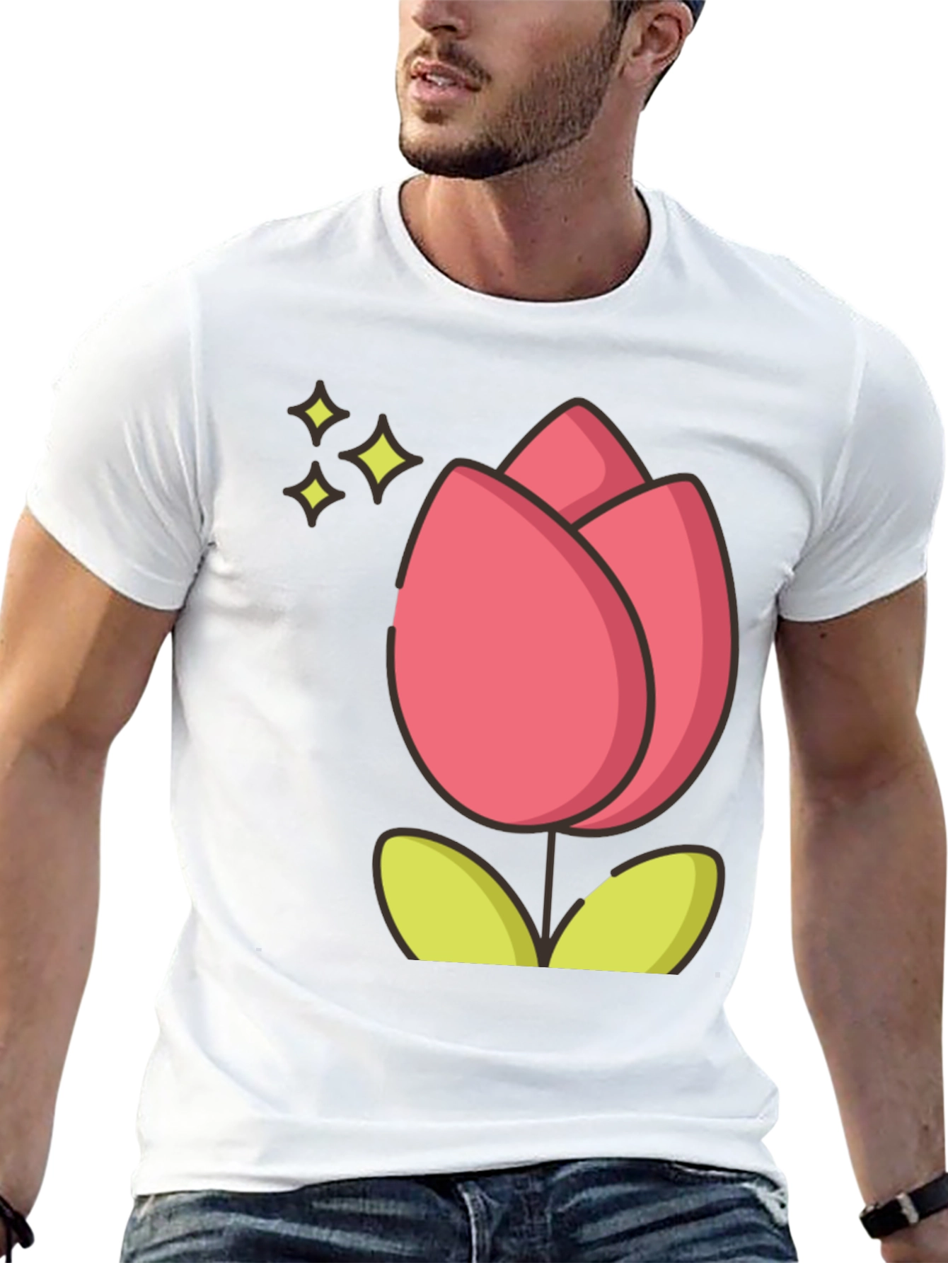 Tulip Graphic Tee - Black Cotton T-Shirt