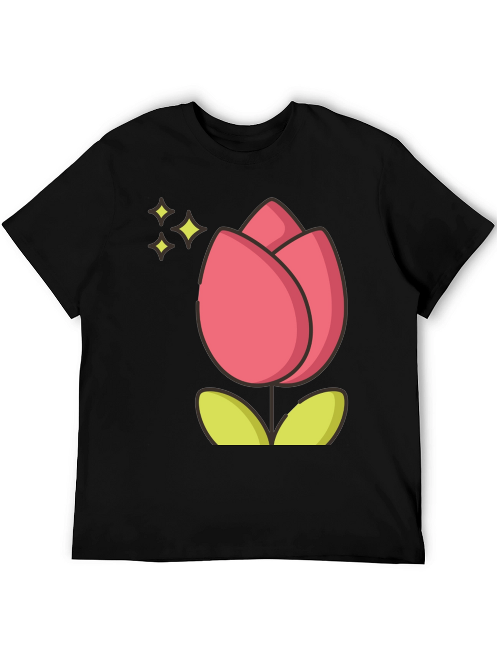 Tulip Graphic Tee - Black Cotton T-Shirt