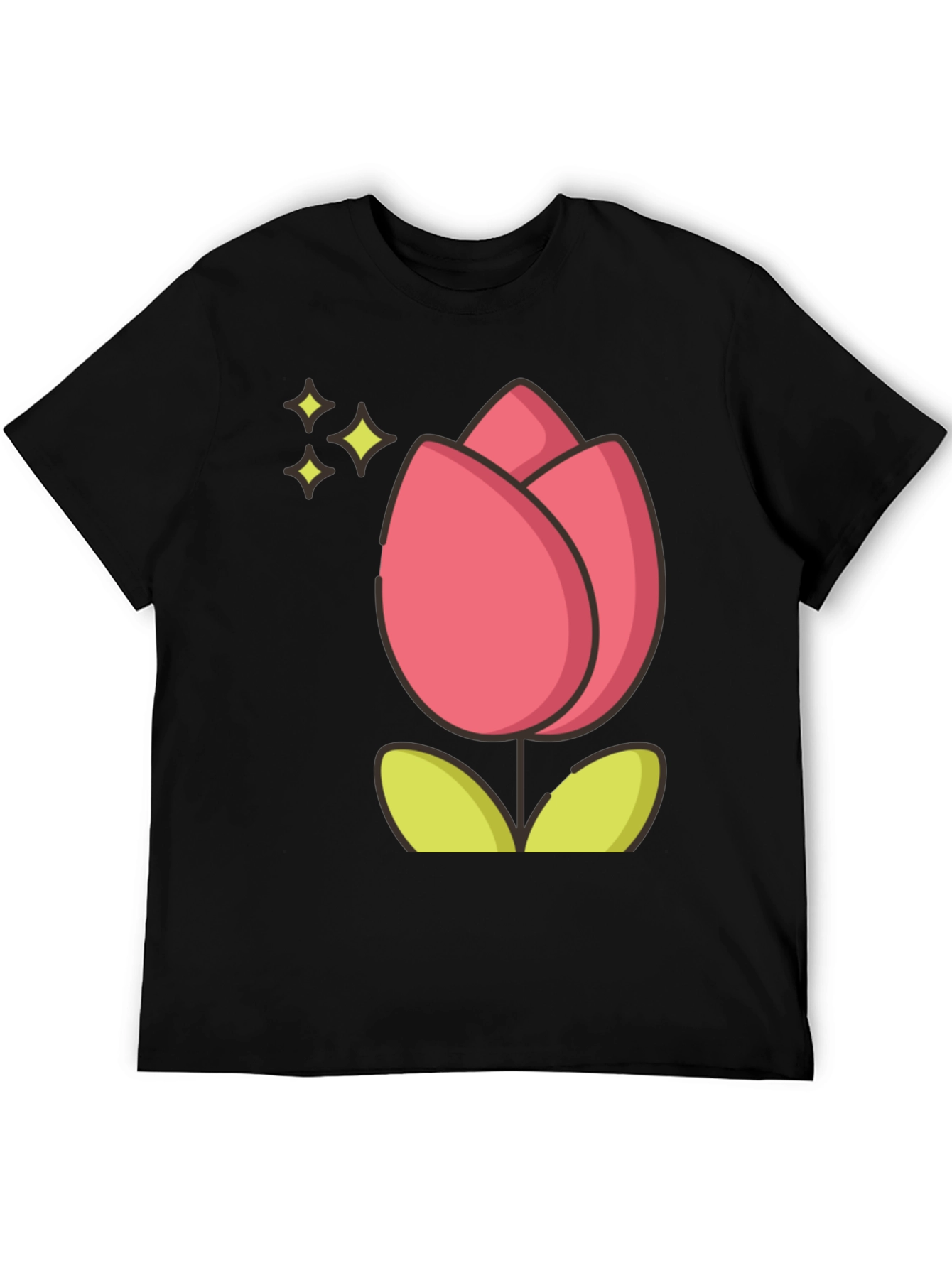 Tulip Graphic Tee - Black Cotton T-Shirt