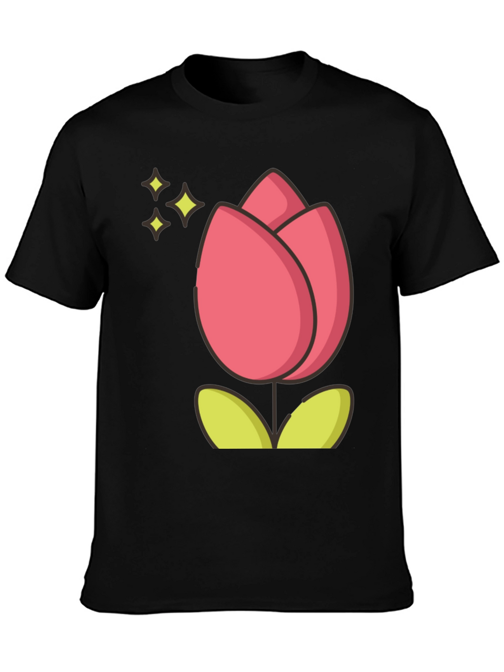 Tulip Graphic Tee - Black Cotton T-Shirt