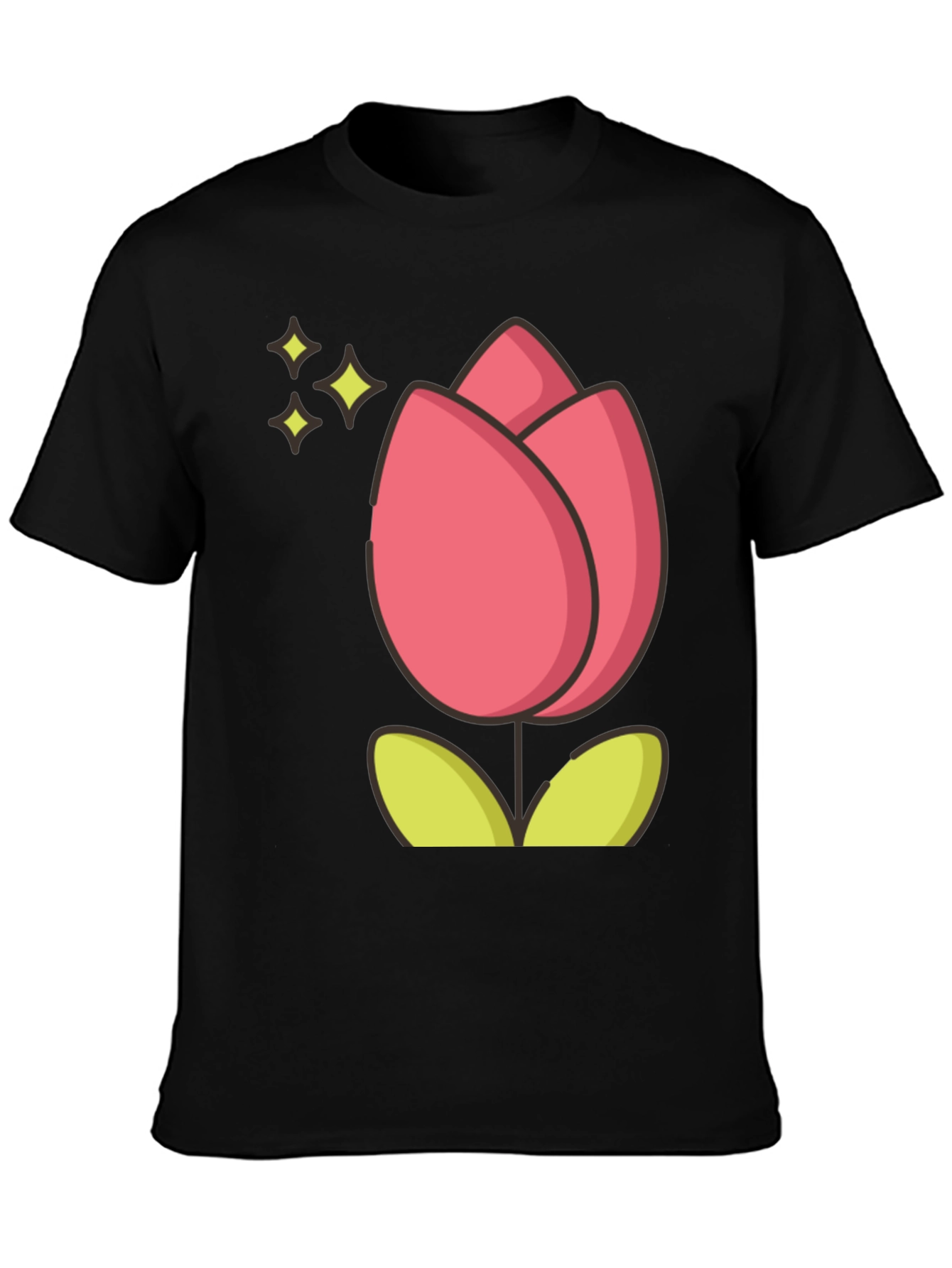 Tulip Graphic Tee - Black Cotton T-Shirt