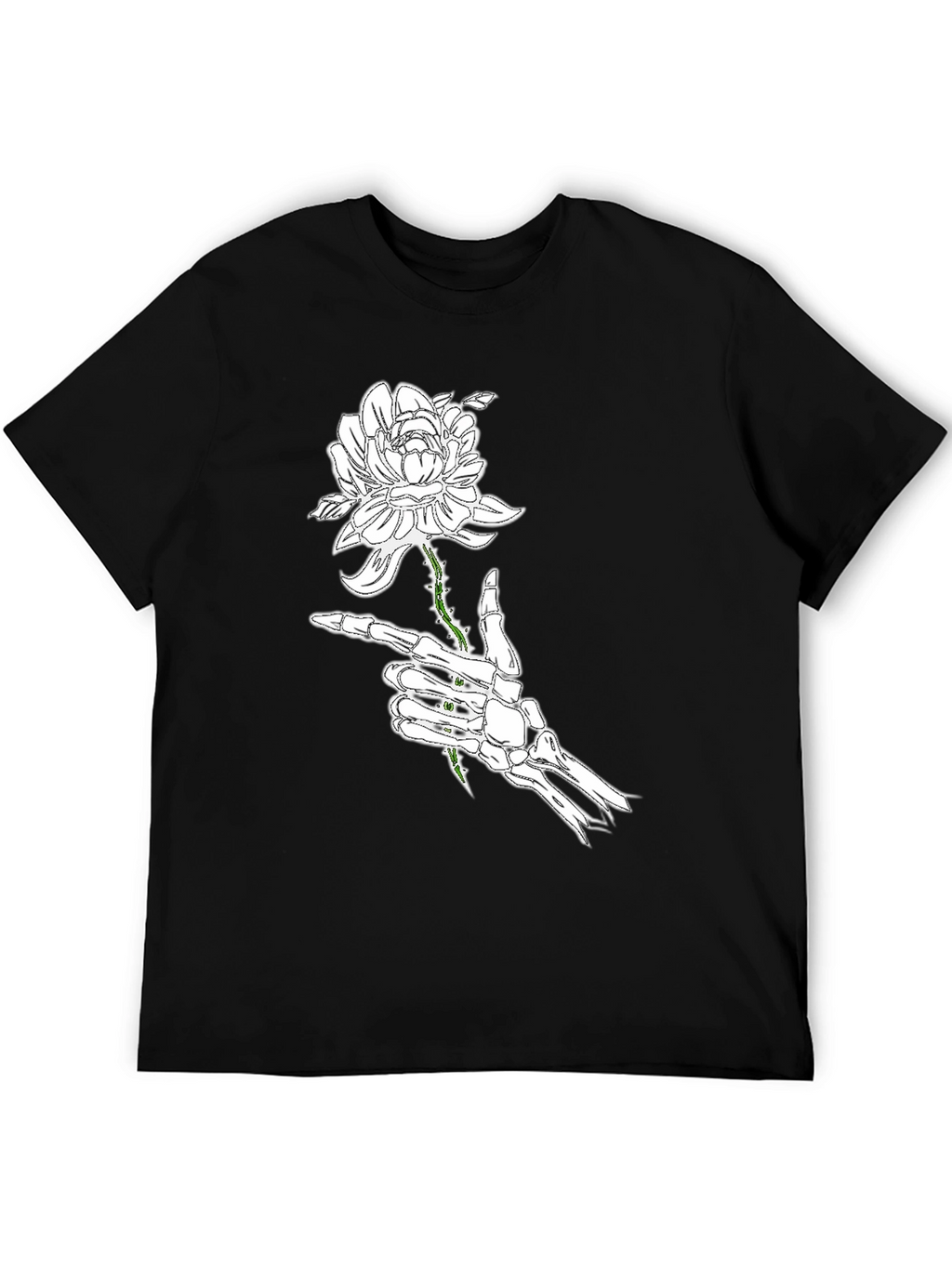 Skeleton Hand Rose Black Graphic Tee