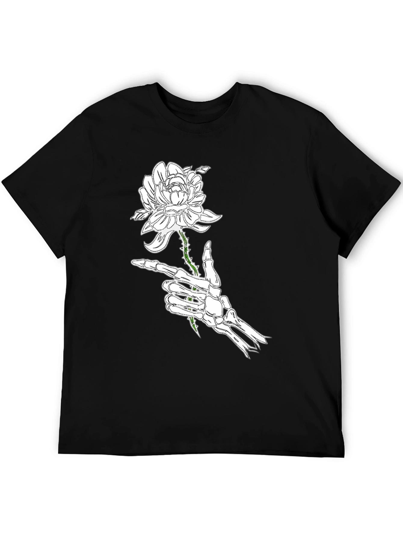 Skeleton Hand Rose Black Graphic Tee