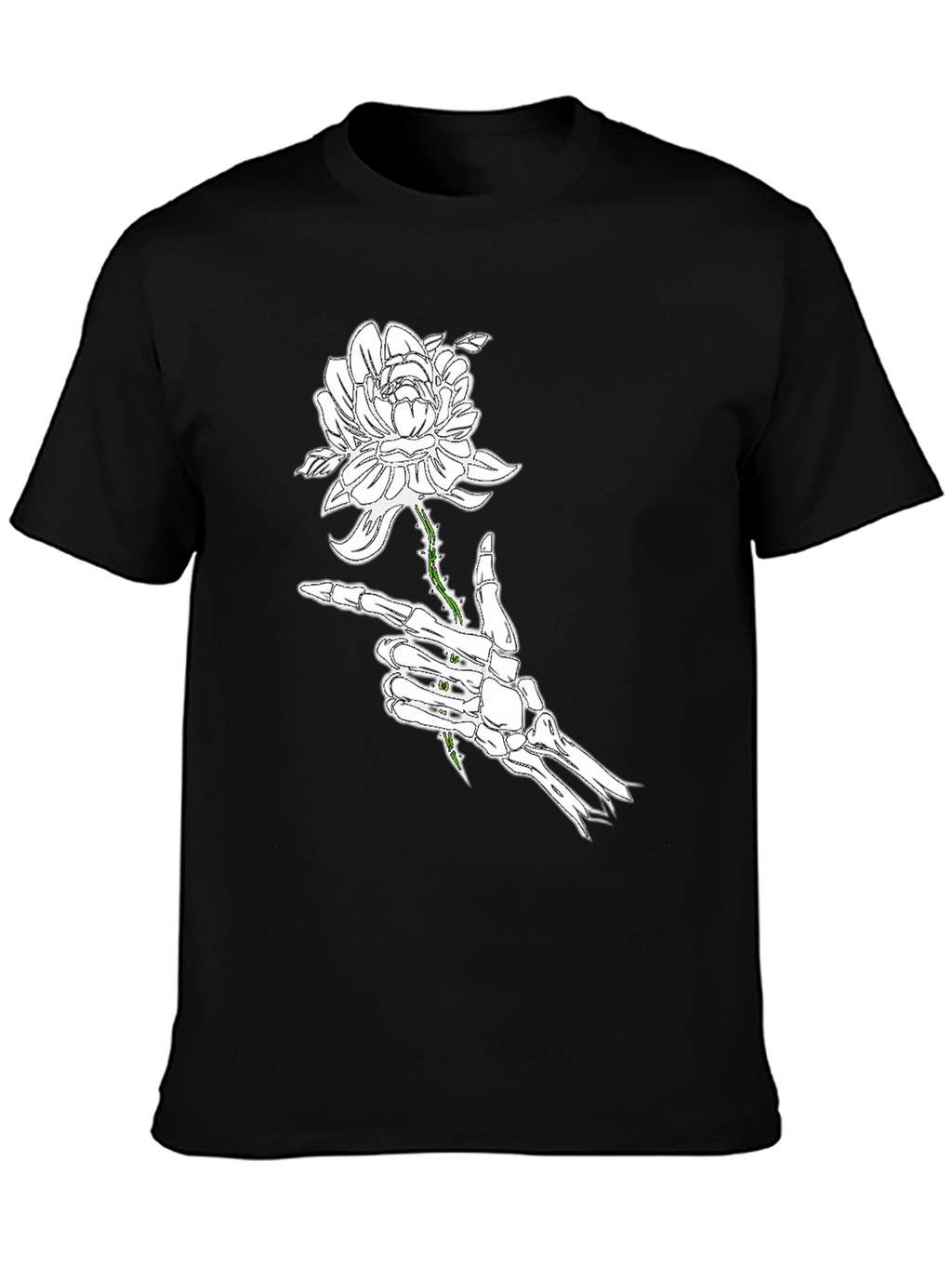 Skeleton Hand Rose Black Graphic Tee