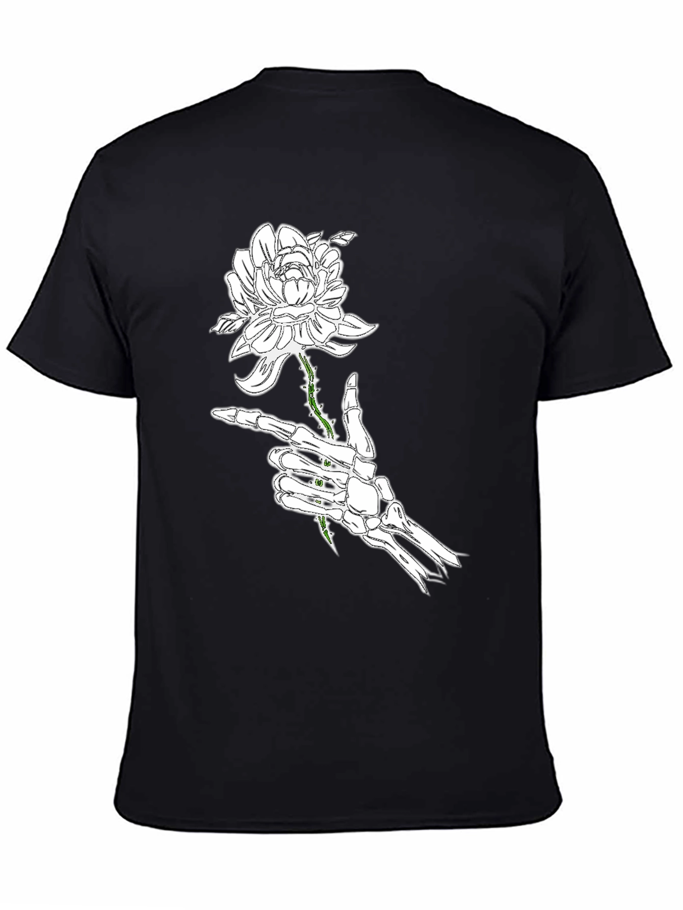 Skeleton Hand Rose Black Graphic Tee