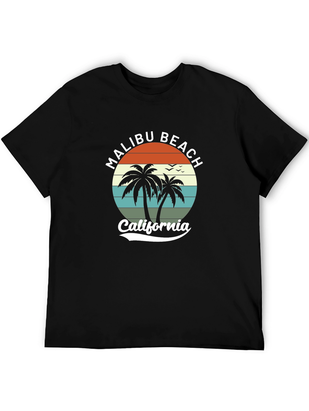 Malibu Beach California Black T-Shirt