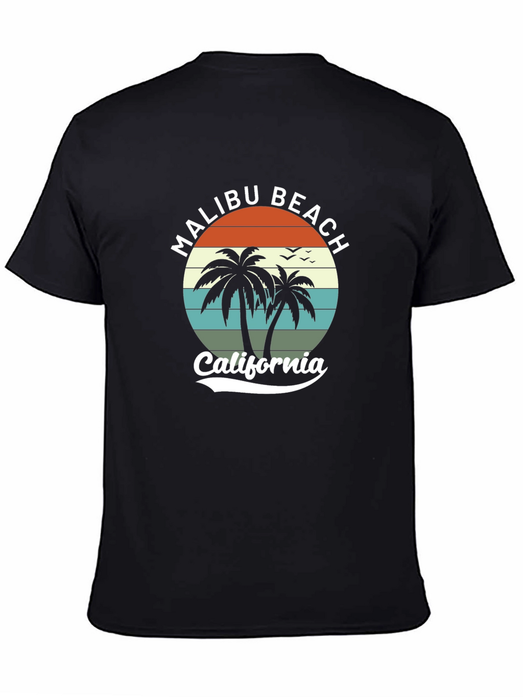 Malibu Beach California Black T-Shirt