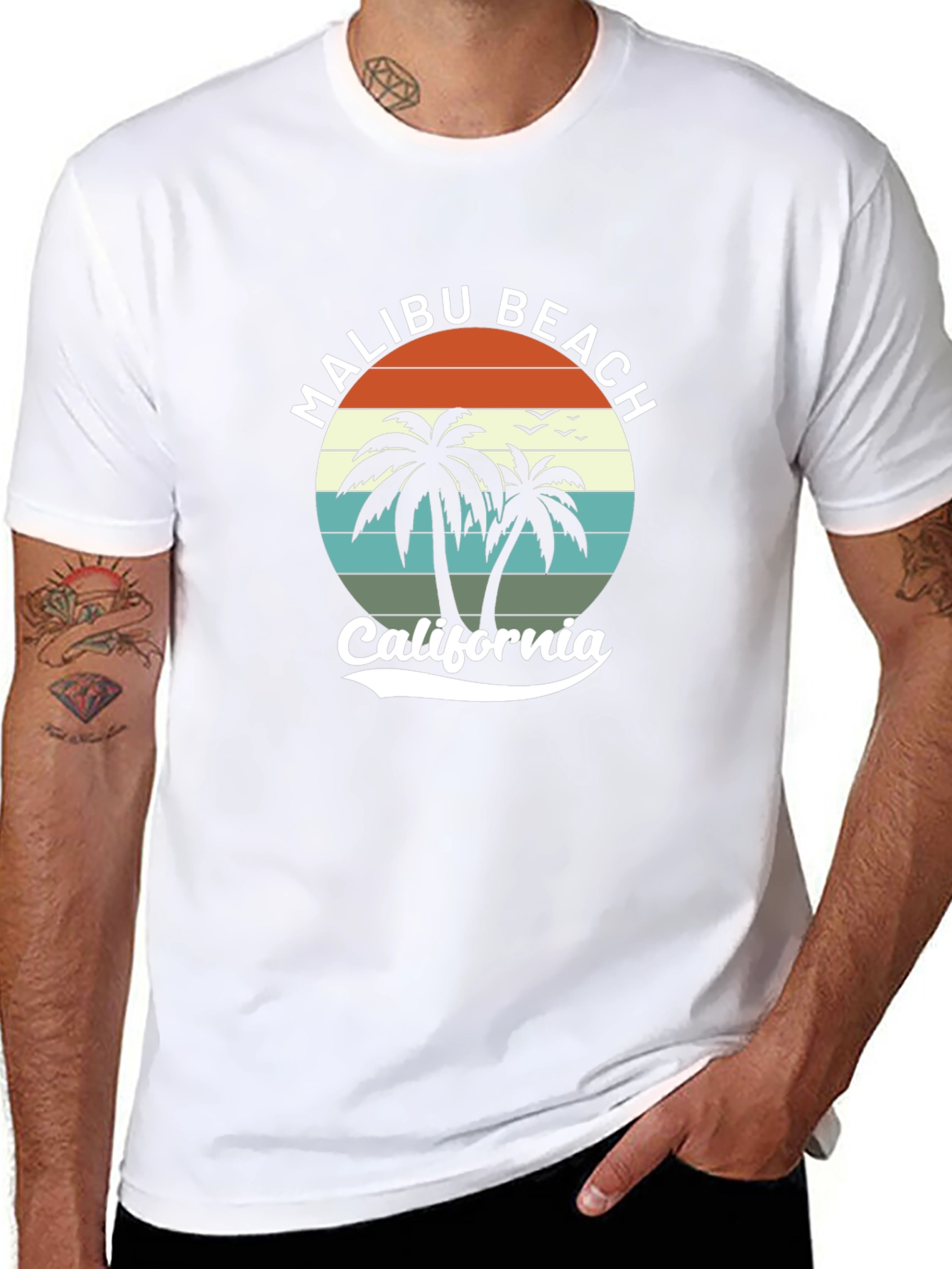 Malibu Beach California Black T-Shirt