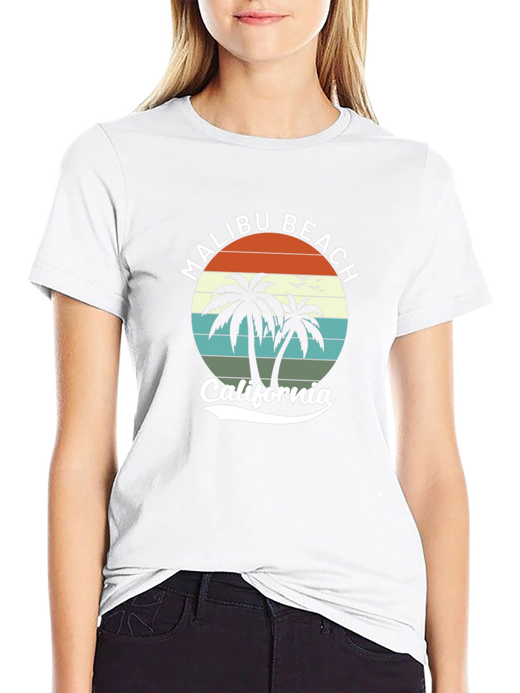 Malibu Beach California Black T-Shirt