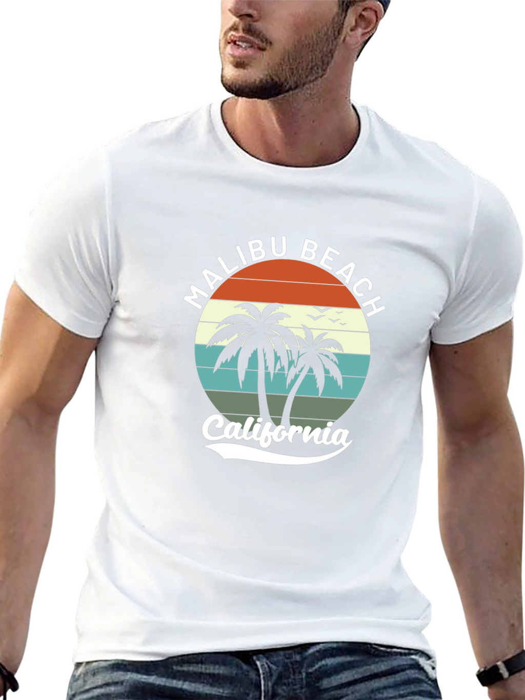 Malibu Beach California Black T-Shirt