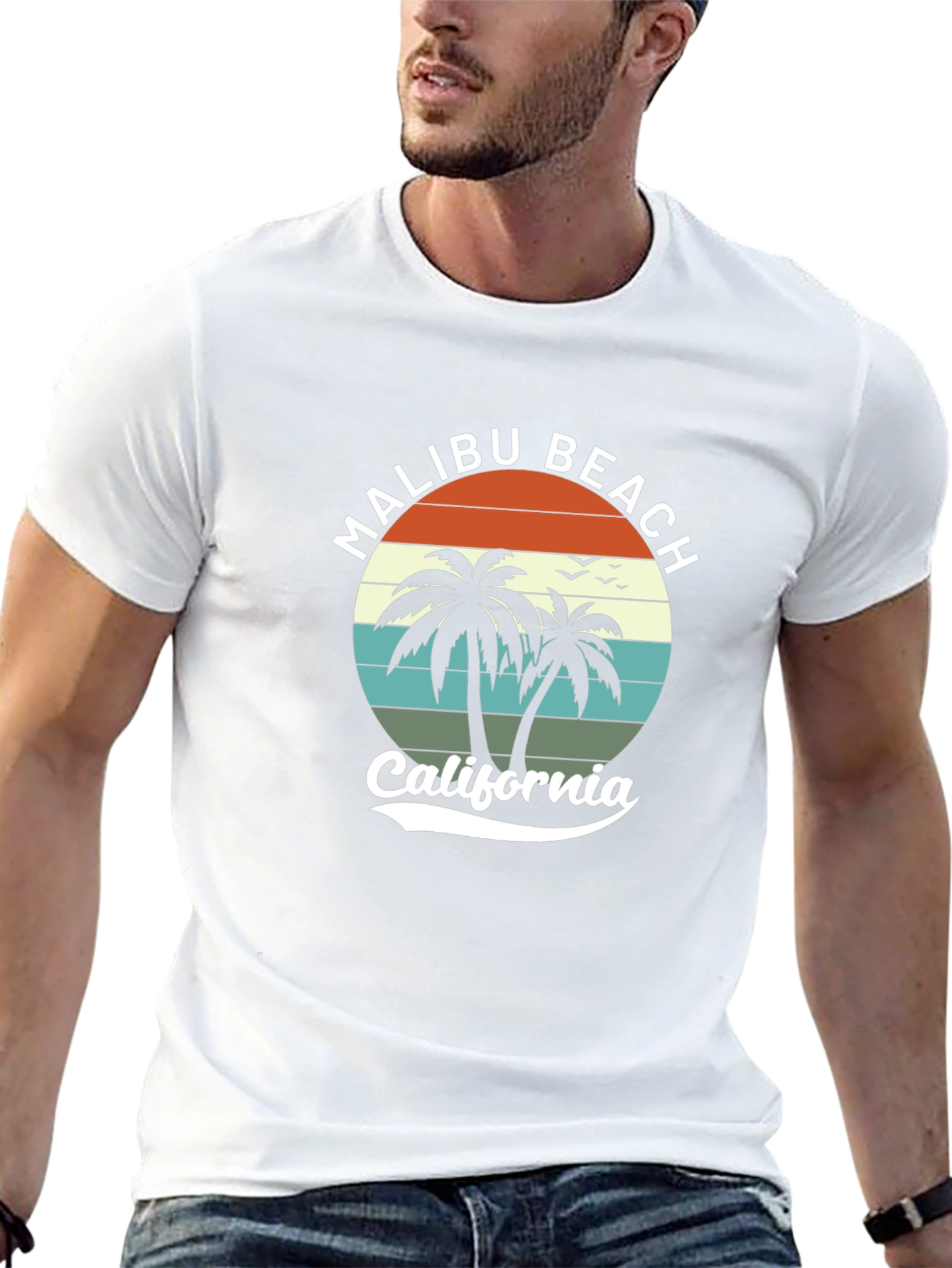 Malibu Beach California Black T-Shirt