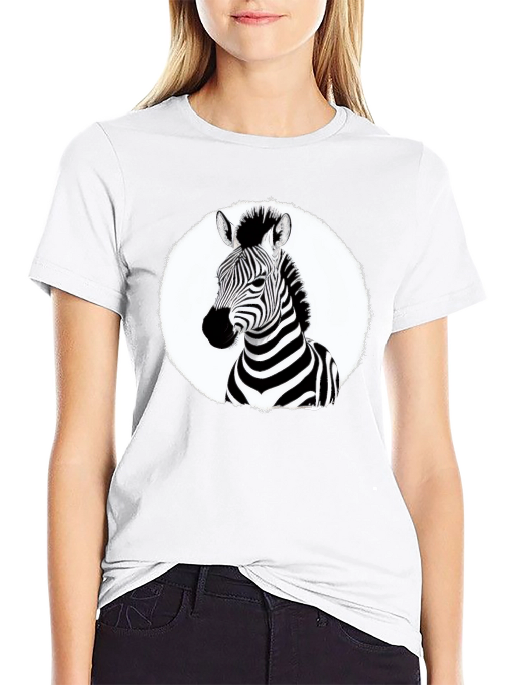 Zebra Graphic Tee - Black Crew Neck T-Shirt