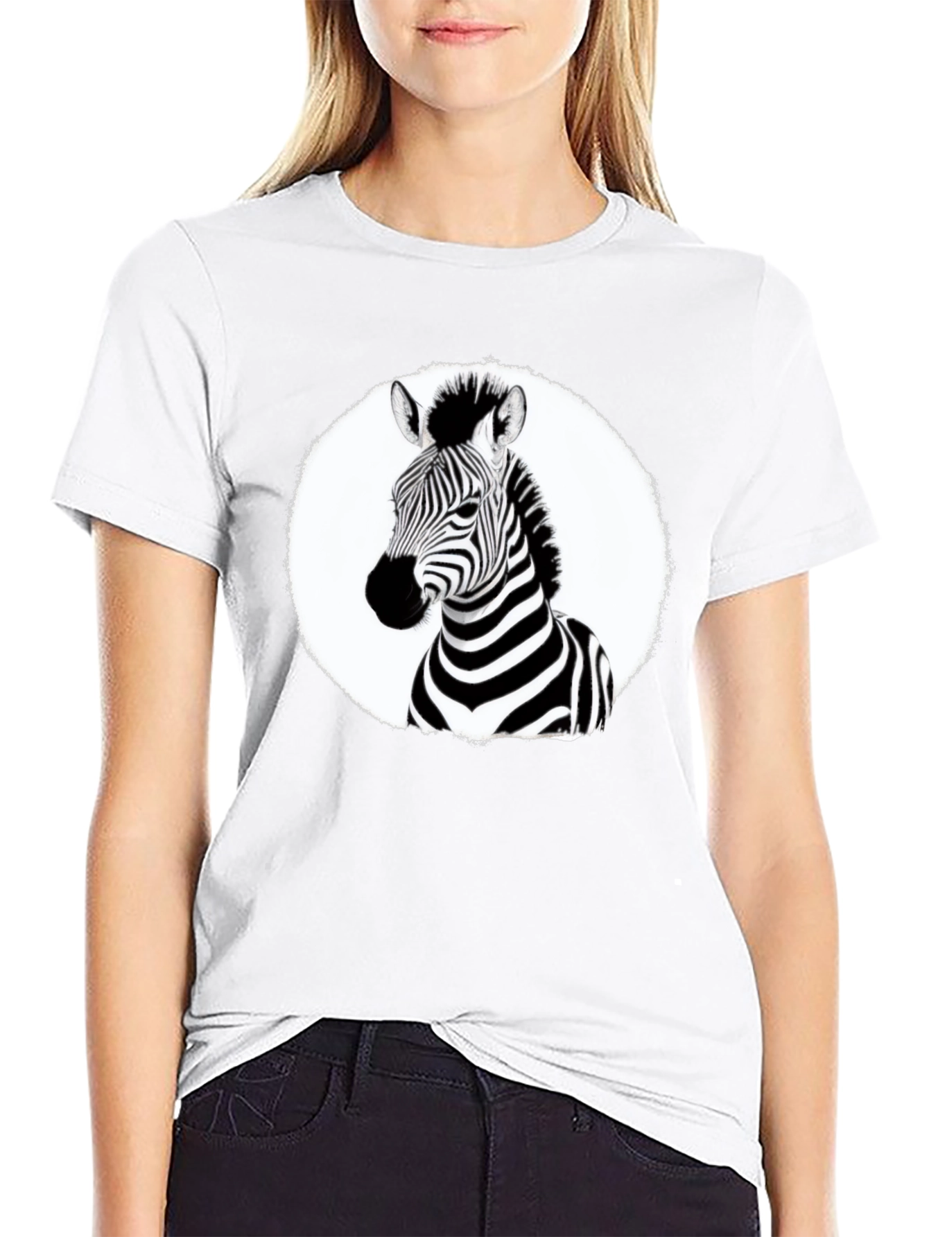 Zebra Graphic Tee - Black Crew Neck T-Shirt