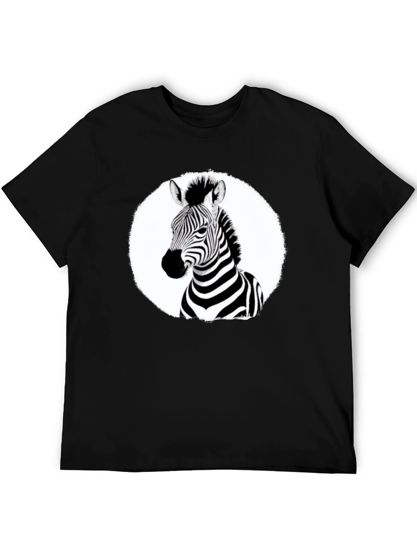 Zebra Graphic Tee - Black Crew Neck T-Shirt