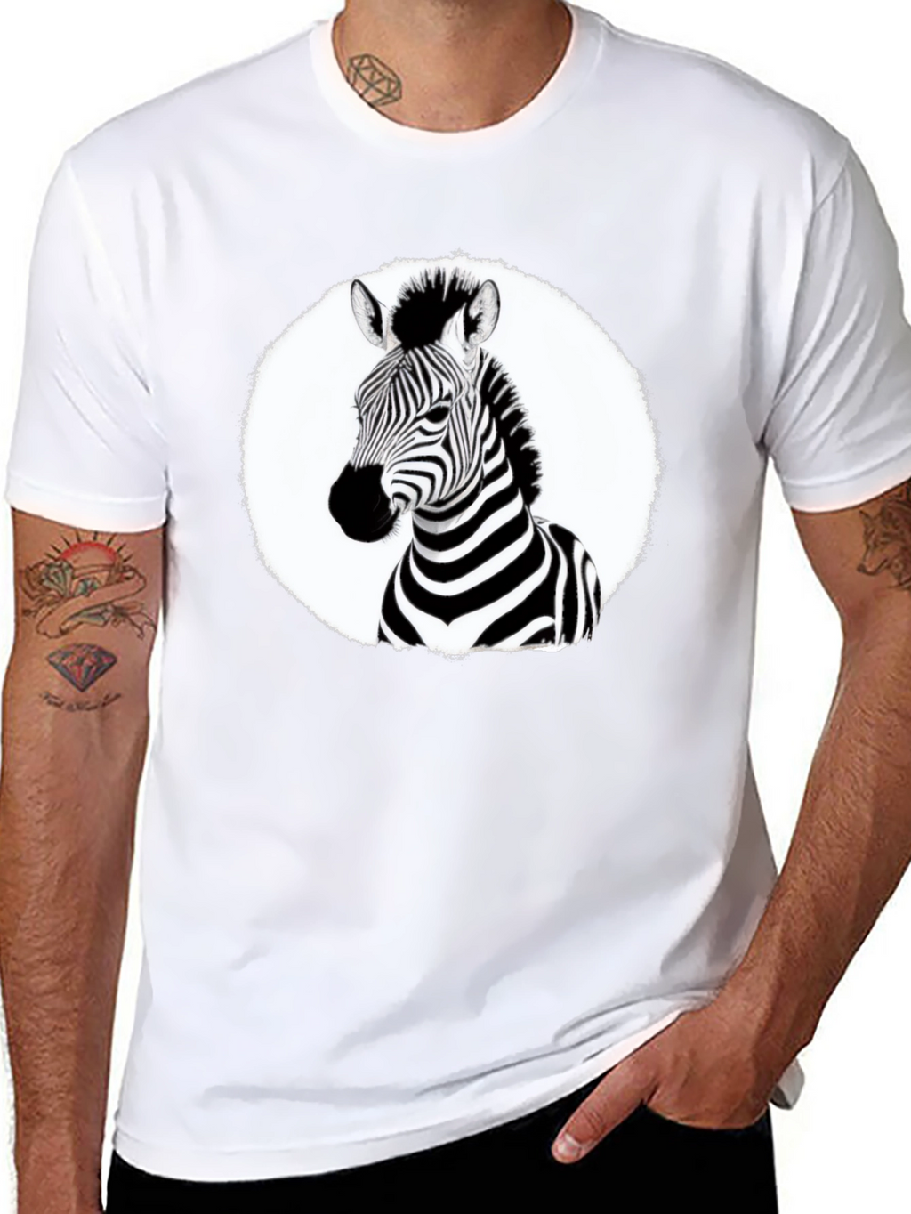Zebra Graphic Tee - Black Crew Neck T-Shirt