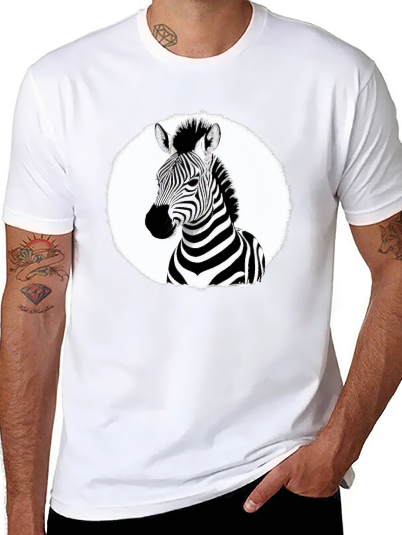 Zebra Graphic Tee - Black Crew Neck T-Shirt