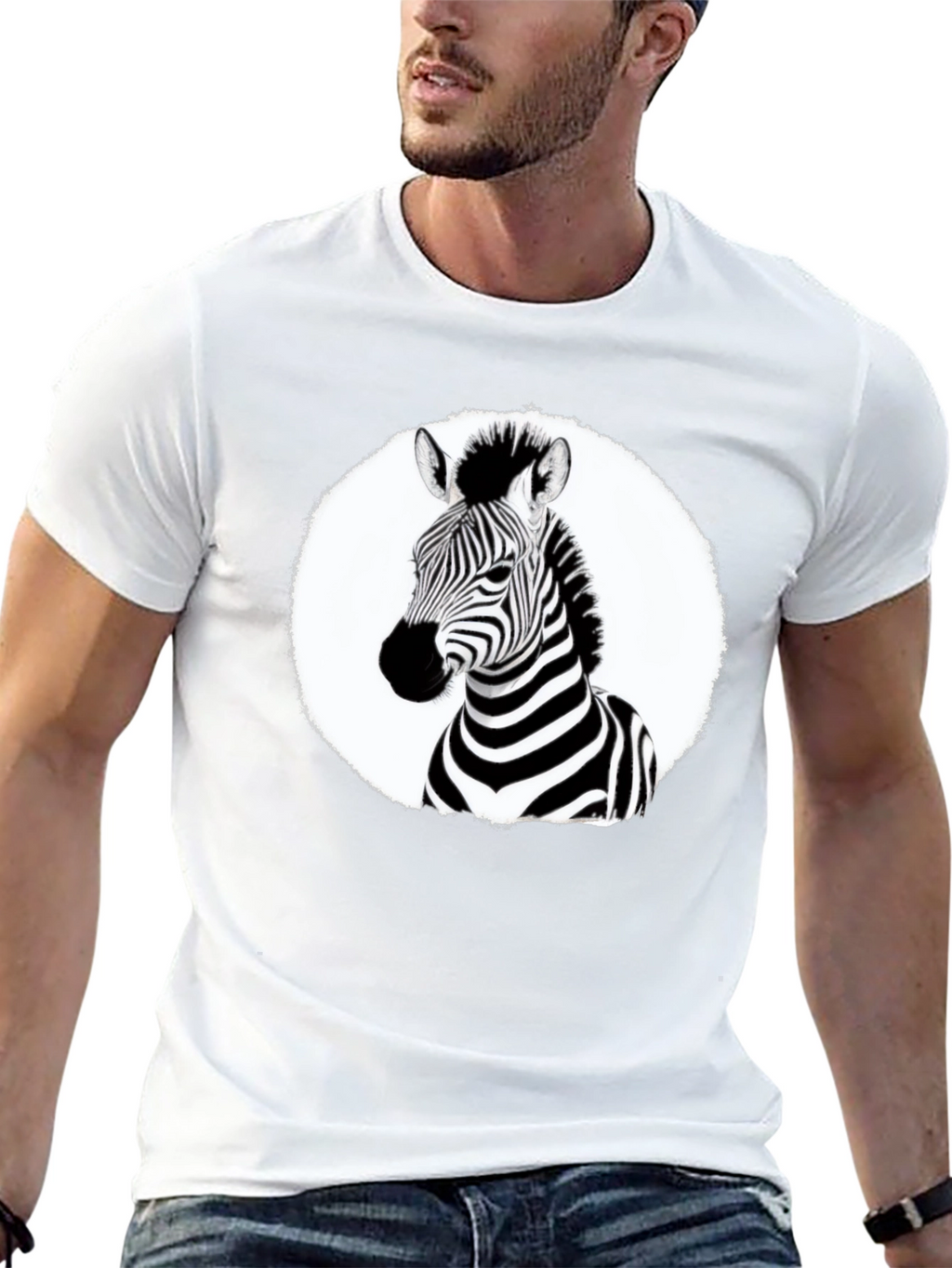 Zebra Graphic Tee - Black Crew Neck T-Shirt