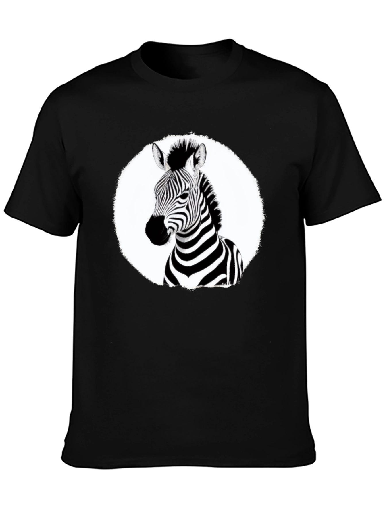 Zebra Graphic Tee - Black Crew Neck T-Shirt