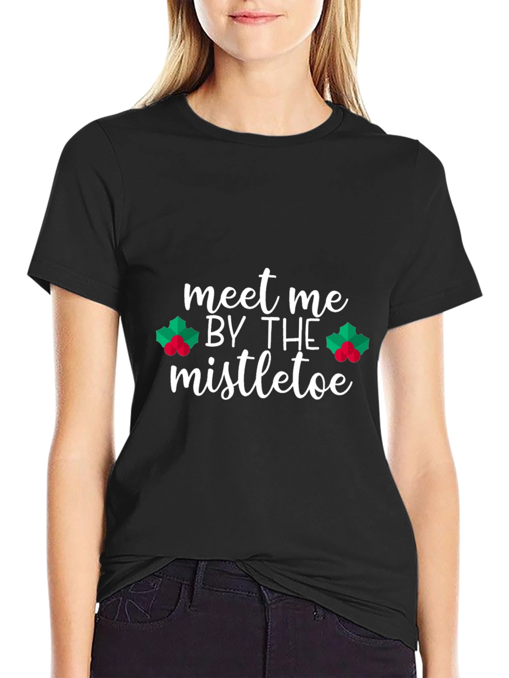 Meet Me By The Mistletoe Black T-Shirt