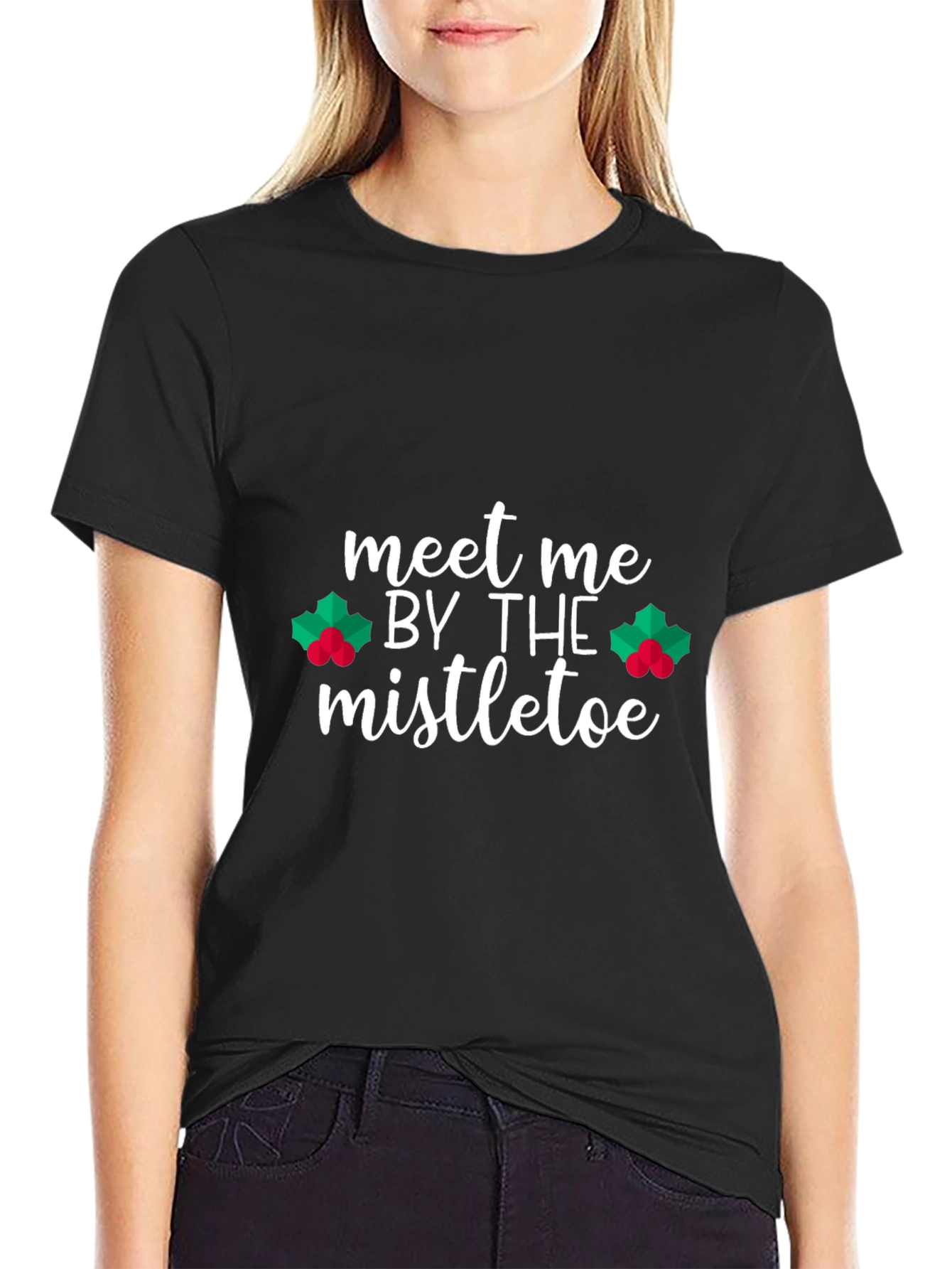 Meet Me By The Mistletoe Black T-Shirt