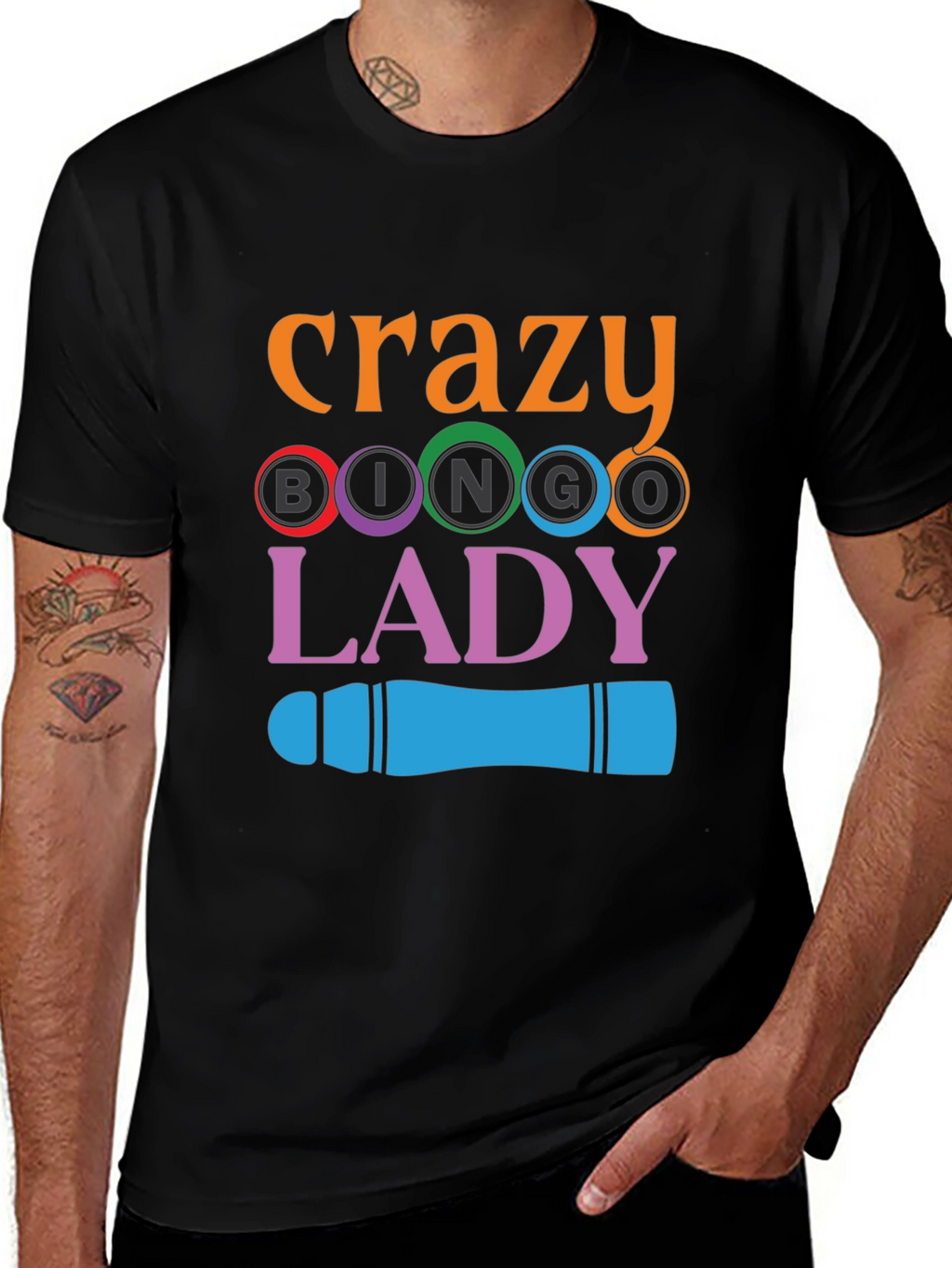 Crazy Bingo Lady Graphic T-Shirt