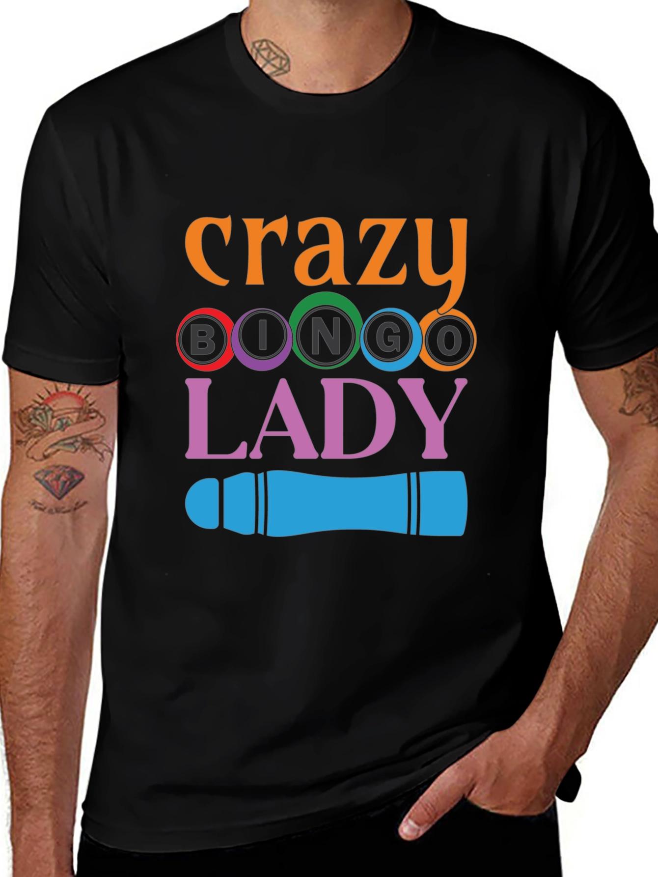 Crazy Bingo Lady Graphic T-Shirt