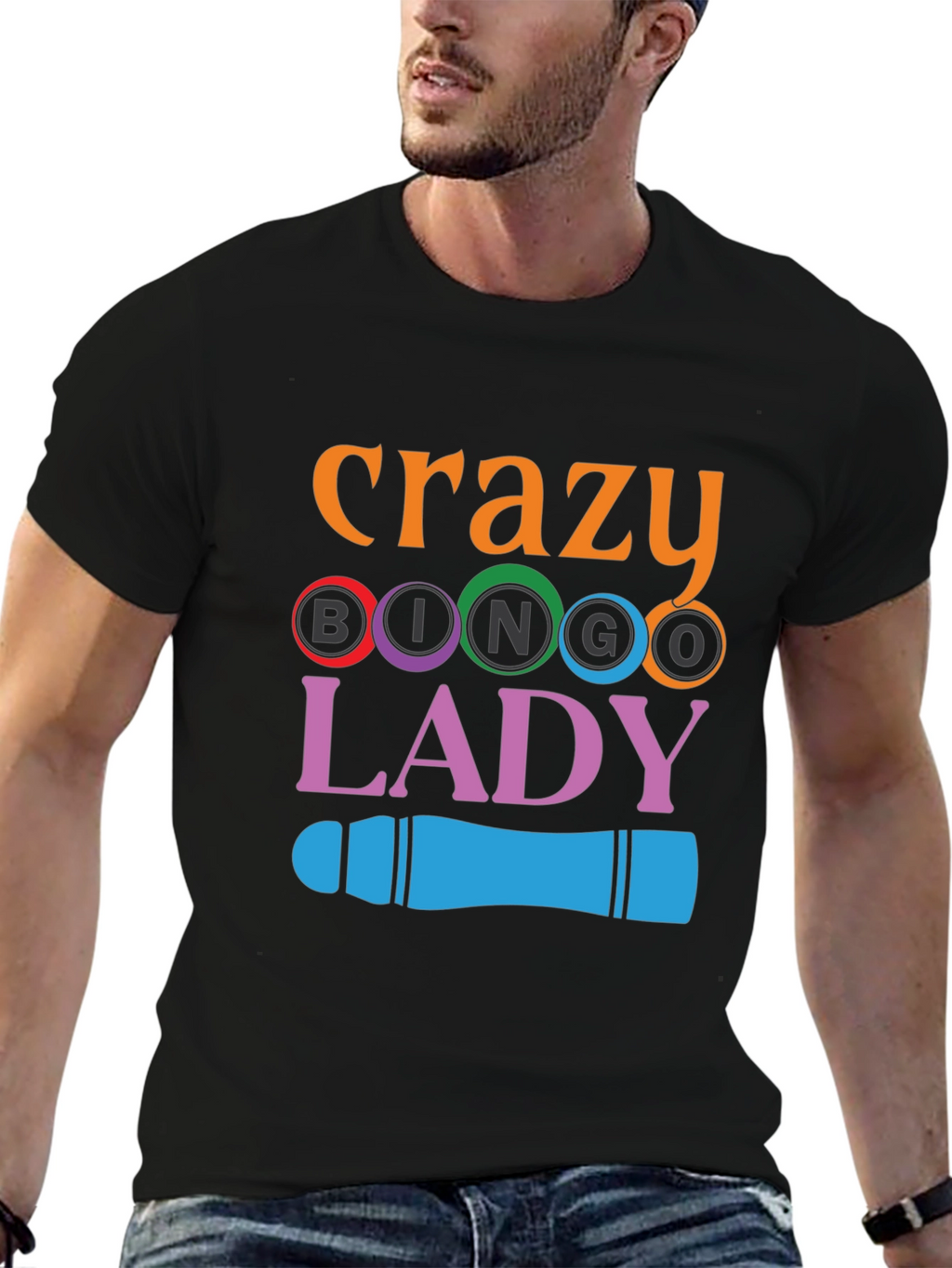 Crazy Bingo Lady Graphic T-Shirt