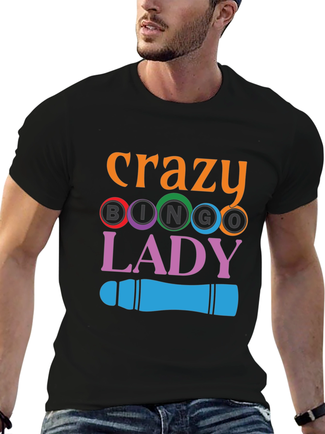 Crazy Bingo Lady Graphic T-Shirt