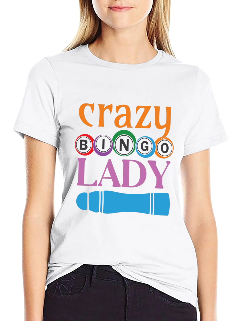 Crazy Bingo Lady Graphic T-Shirt